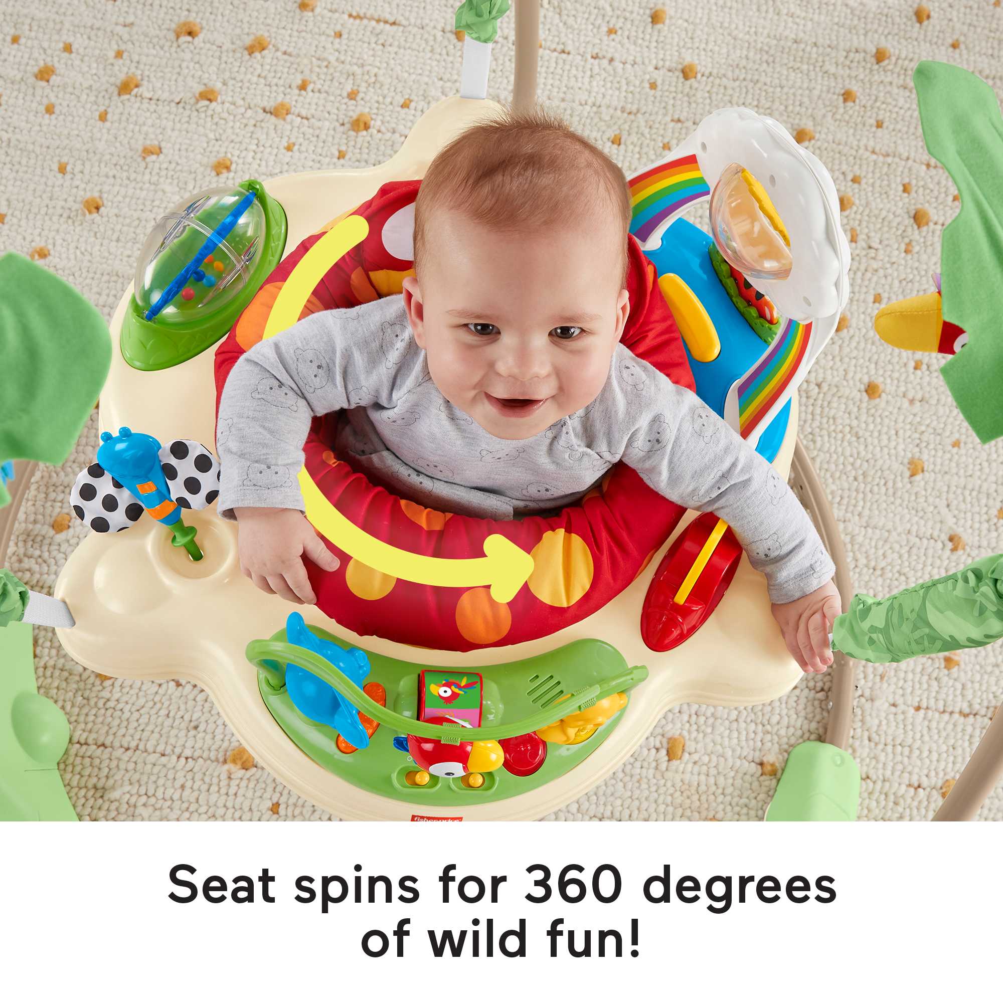 Fisher-Price Jumperoo Baby Bouncer & Activity Center With Lights And Sounds, Rainforest
