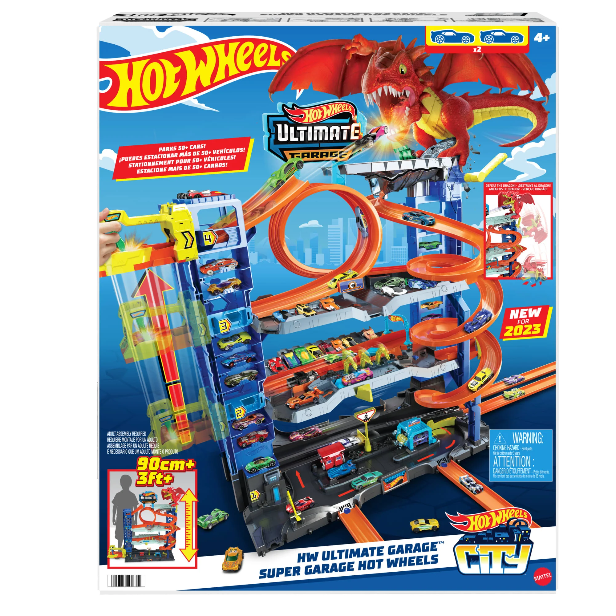Hot Wheels City Ultimate Garage Playset With 2 Die-Cast Cars, Toy Storage For 50+ Cars