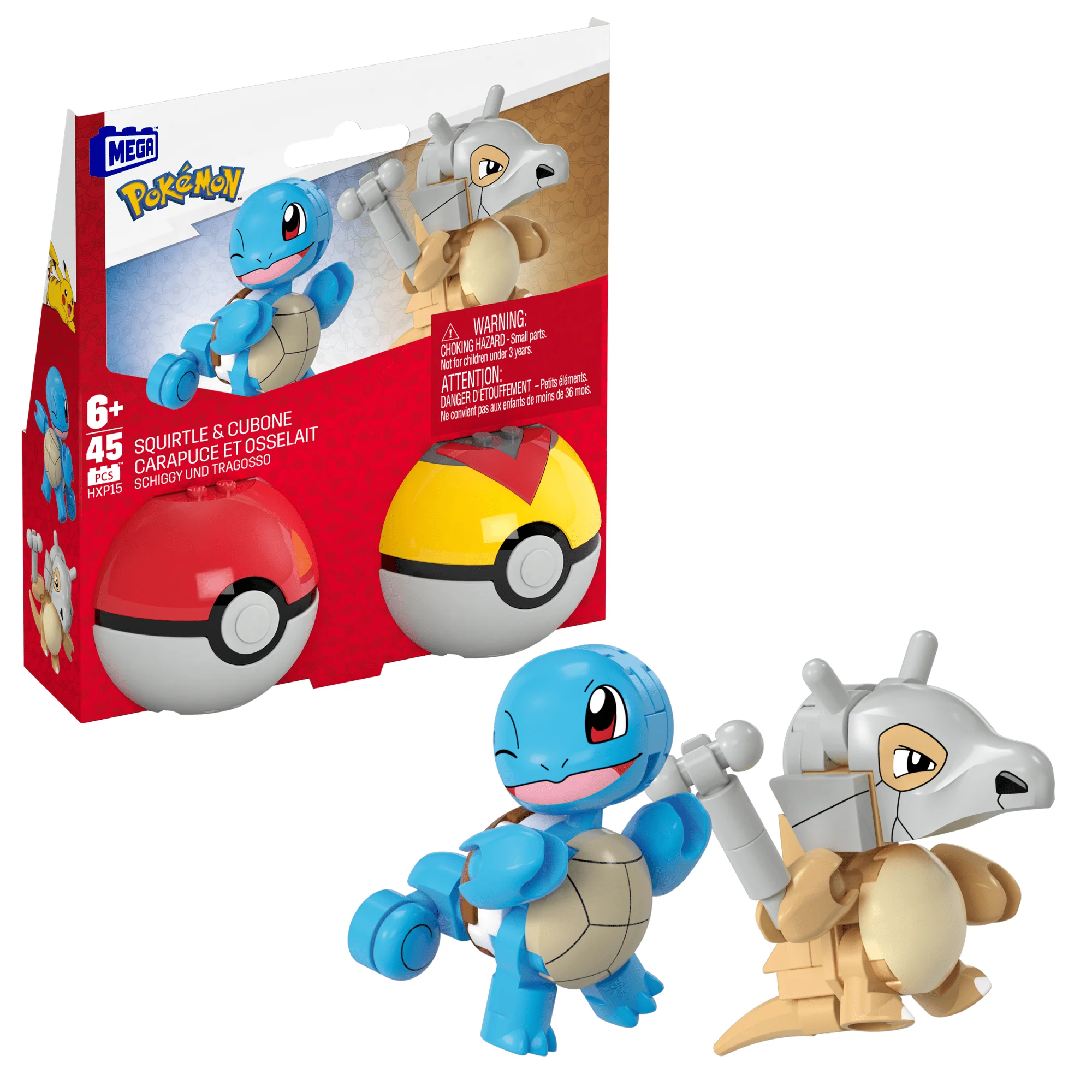 MEGA Pok��mon Pok�� Ball Building Toy Kits With 2 Action Figures (45 Pieces) For Kids