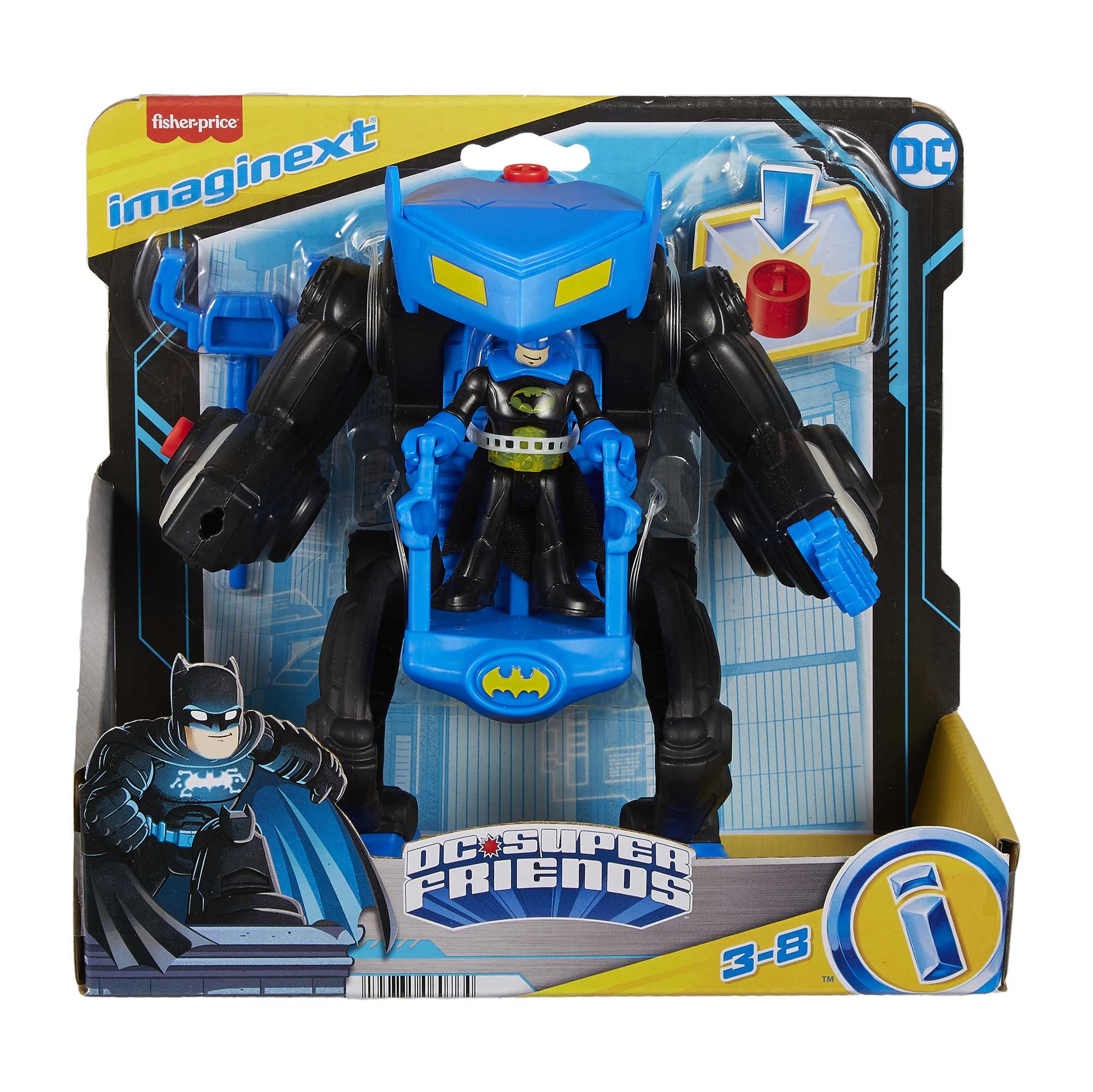 Imaginext DC Super Friends Batman Battling Robot, 3-Piece Figure Set With Lights For Preschool Kids