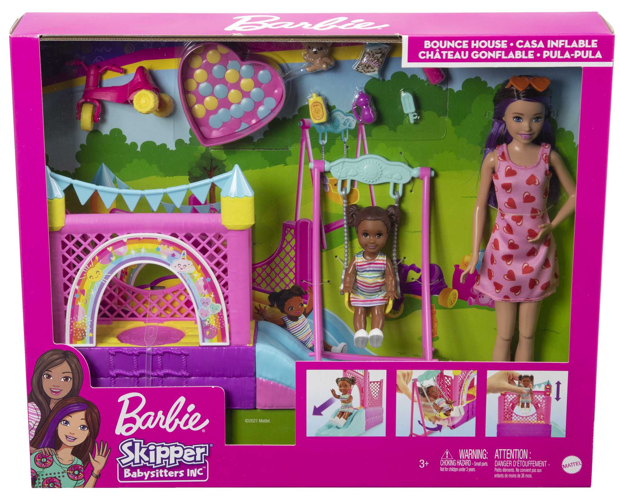 Barbie Skipper Babysitters Inc. Bounce House Playset With Dolls & Accessories