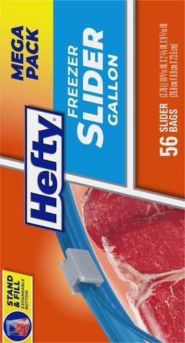 Hefty Slider Freezer Storage Bags, Gallon Size, 56 Count
