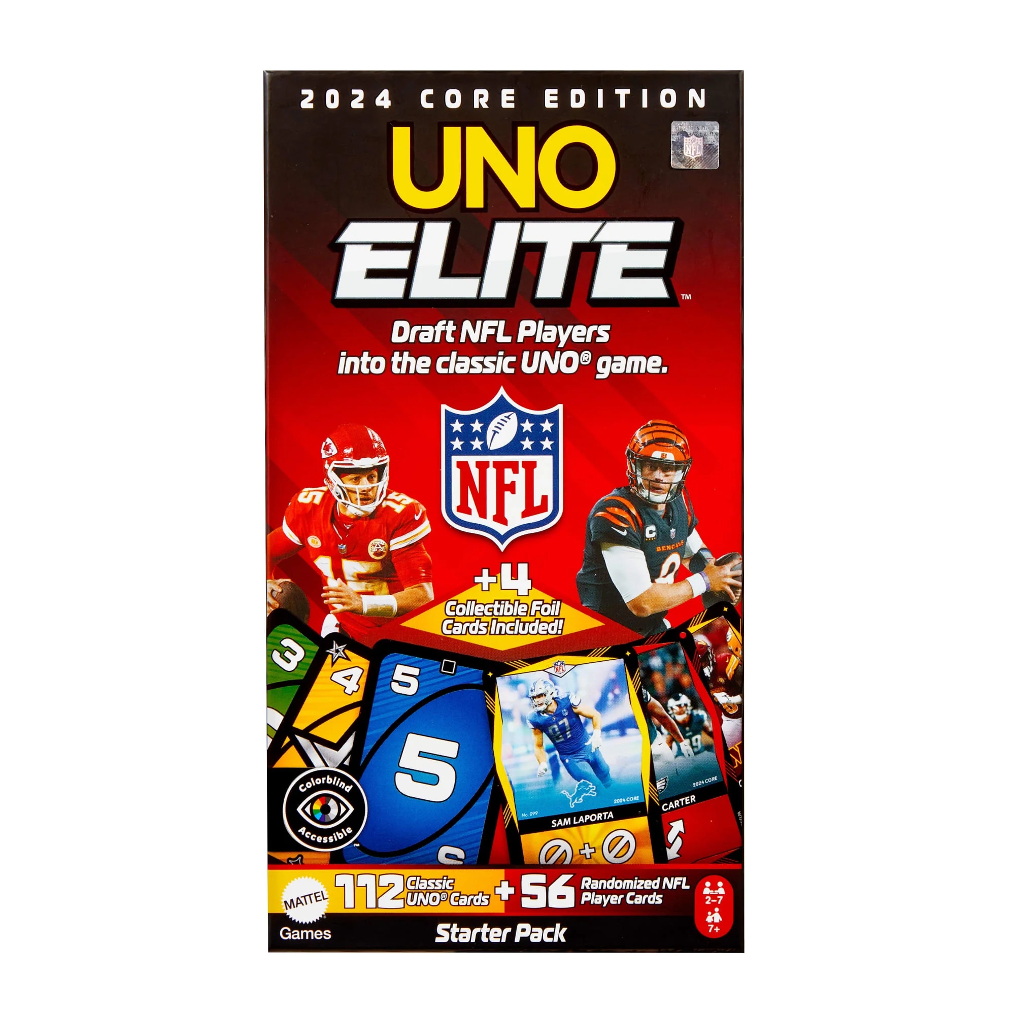 UNO Elite NFL Card Game With 4 Collectible Foil Cards For Kids, Fans, Adults & Family Night