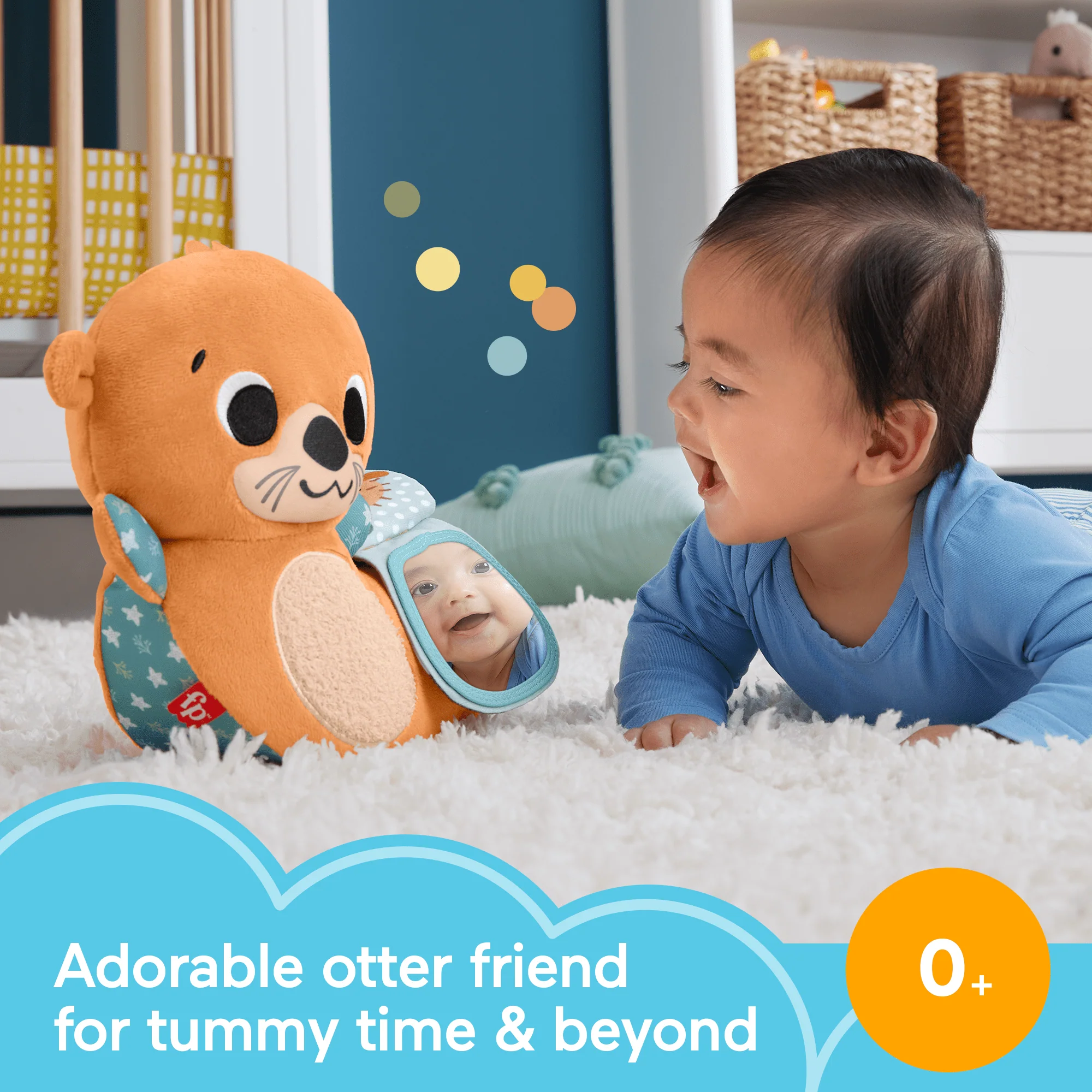 Fisher-Price 2-In-1 Rockin�� Tummy Time Otter Plush Toy With Soft Book For Newborn Sensory Play