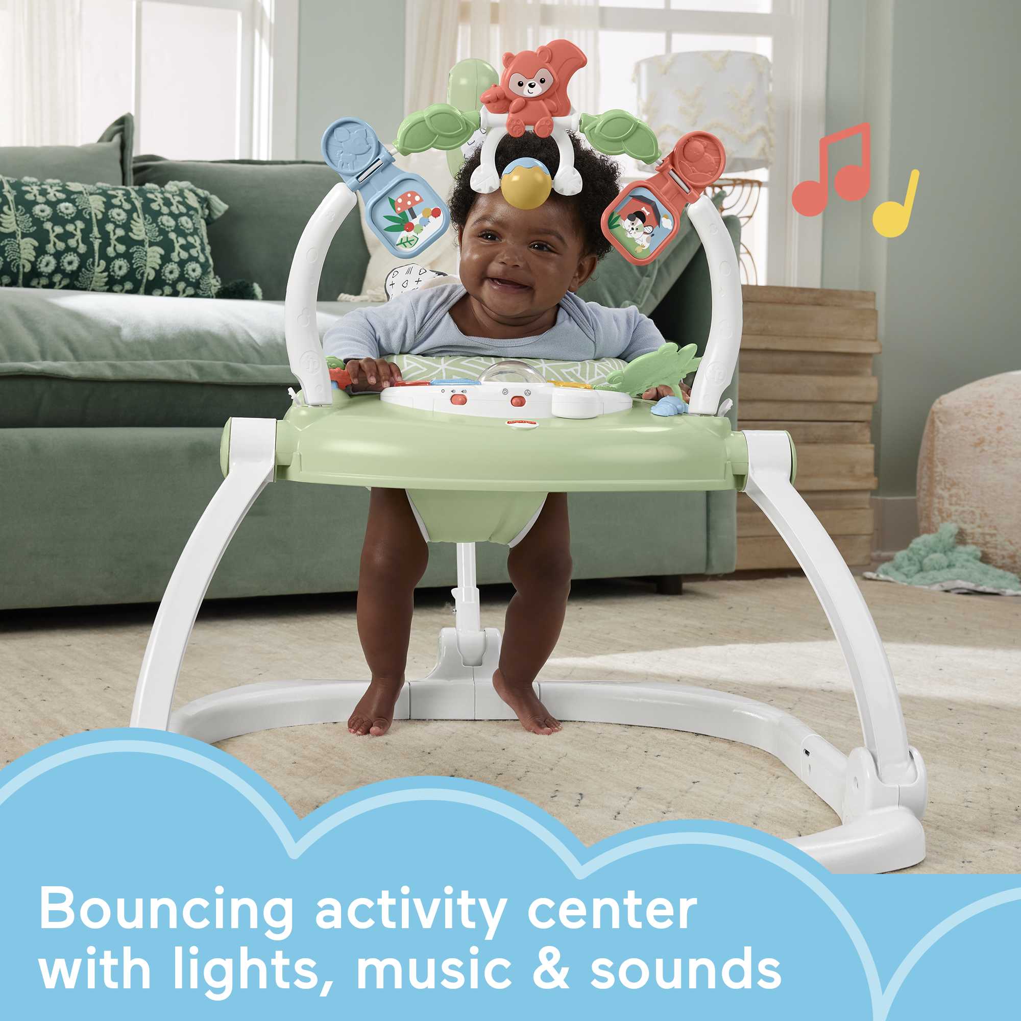 Fisher-Price Spacesaver Jumperoo Baby Bouncer Activity Center With Lights & Sounds, Puppy Perfection