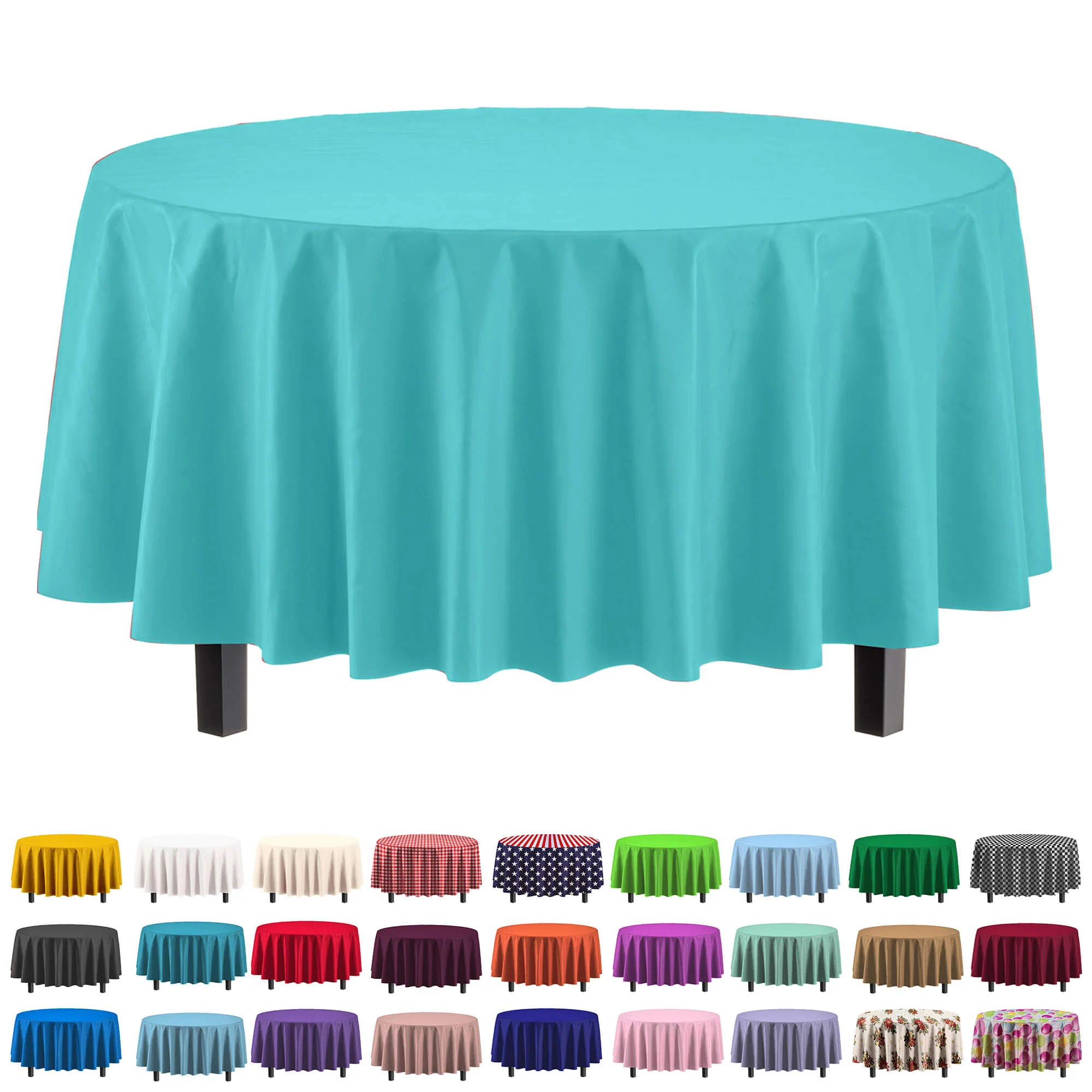 Premium Round Aqua Blue Table Cover