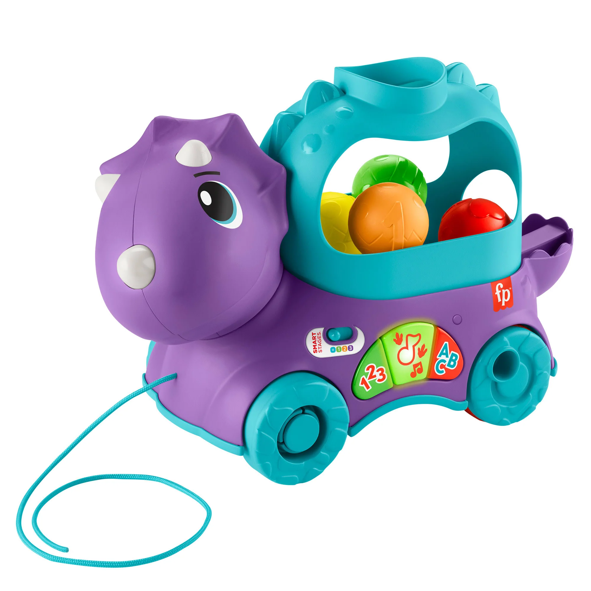 Fisher-Price Poppin�� Triceratops Dinosaur Interactive Musical Learning Toy For Toddlers, 4 Balls