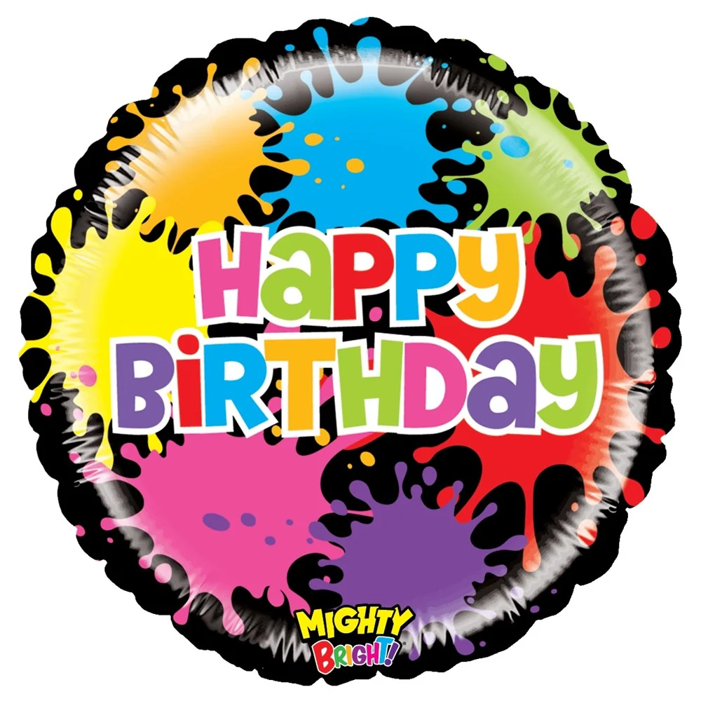 Betallic Mighty Paint Splatters Birthday 21 inch Mighty Bright Balloon 1ct