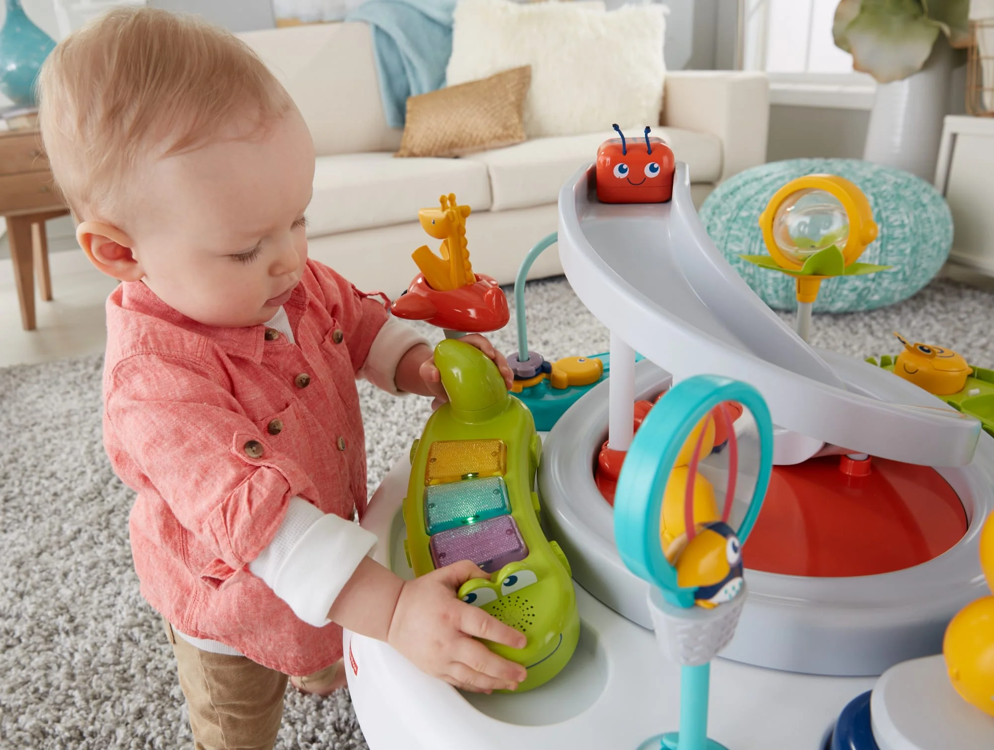 Fisher-Price 2-In-1 Sit-To-Stand Activity Center And Toddler Play Table, Spin ��n Play Safari