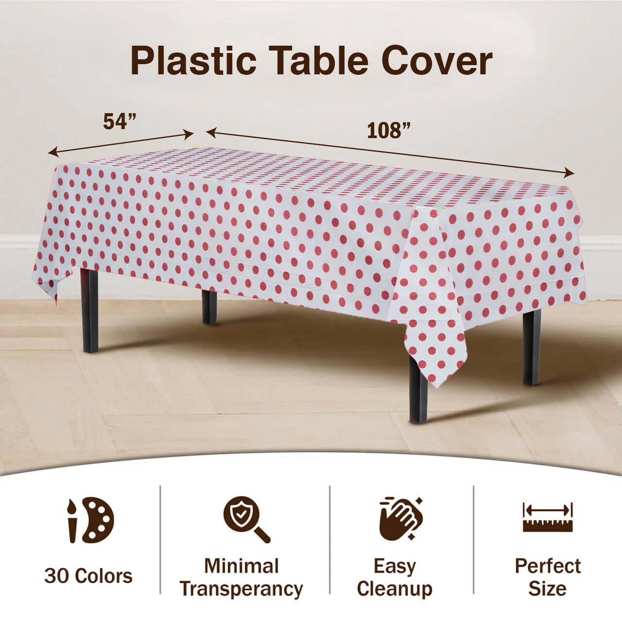 Red Polka Dot Plastic Table Cover