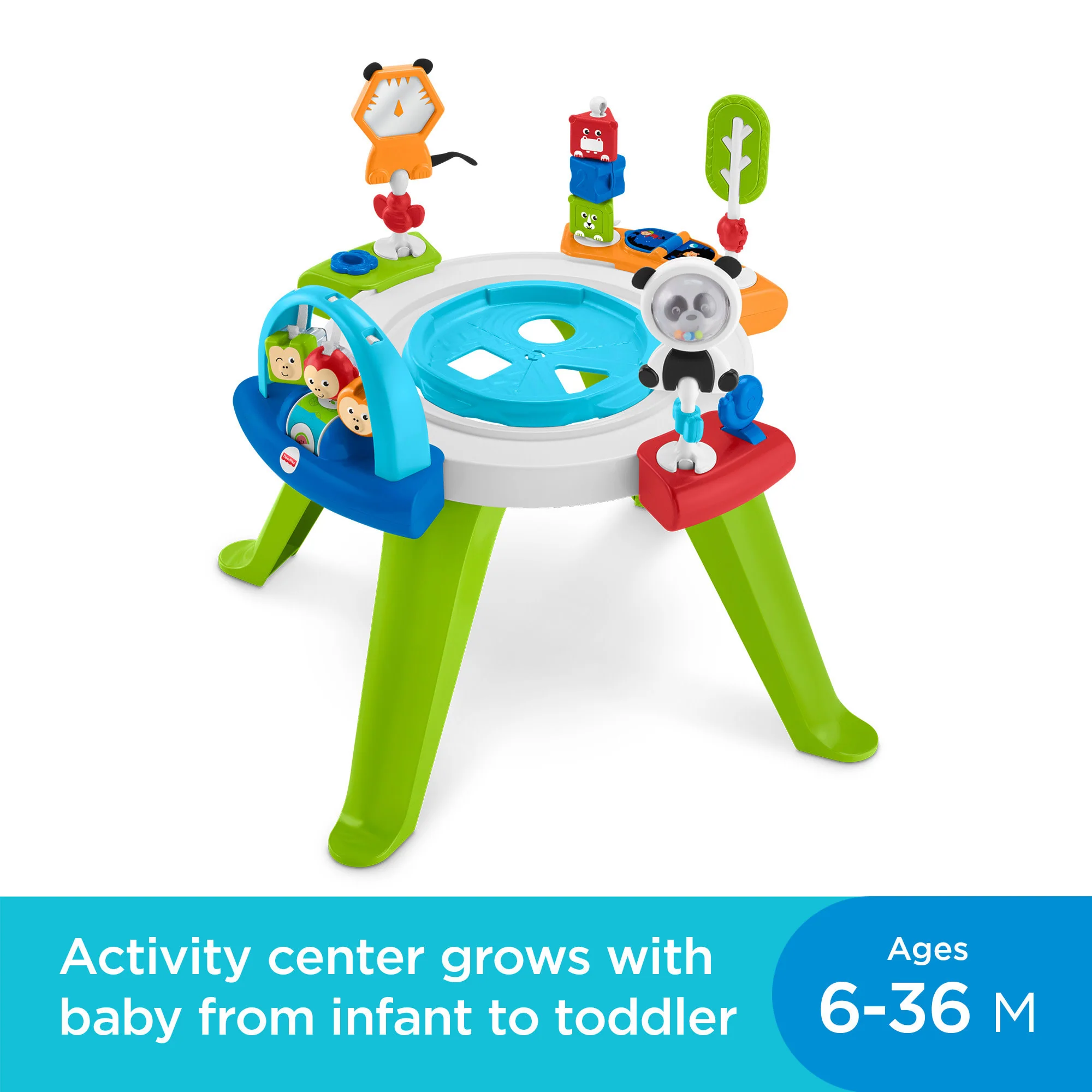 Fisher-Price 3-In-1 Spin & Sort Infant Activity Center And Toddler Play Table, Retro Roar