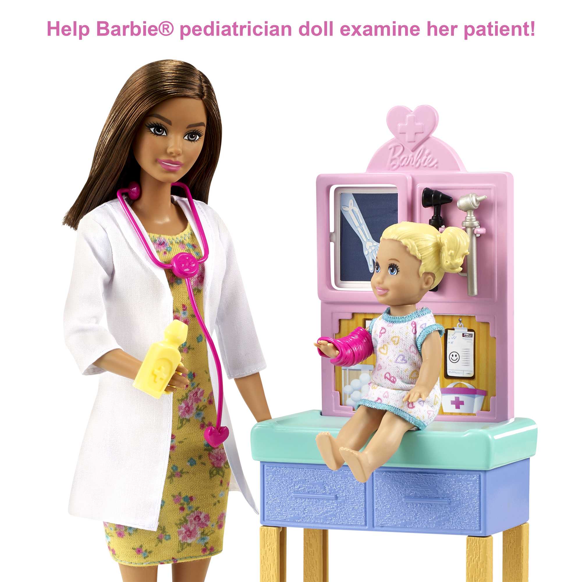 Barbie Pediatrician Playset, Brunette Doll (12-In/30.40-Cm), Ages 3 Years Old & Up