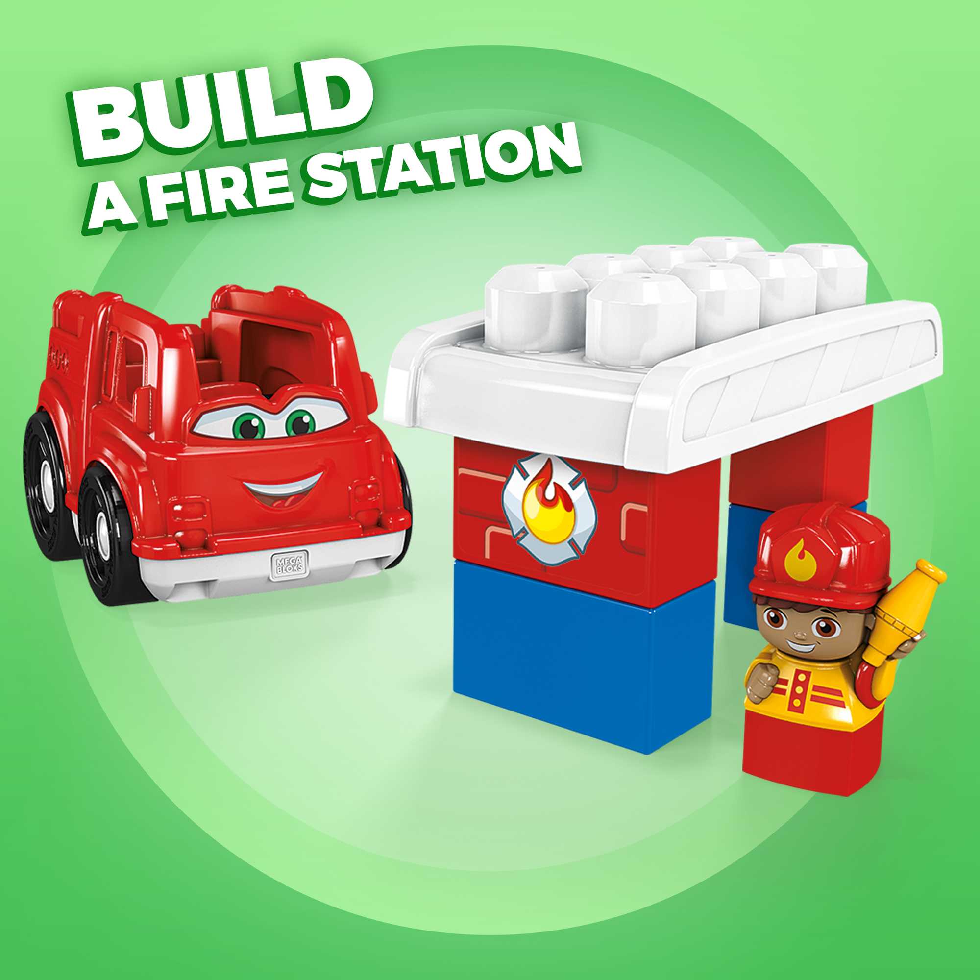 MEGA BLOKS Freddy Fire Truck Fisher-Price Toy Blocks With 1 Figure (6 Pieces) For Toddler
