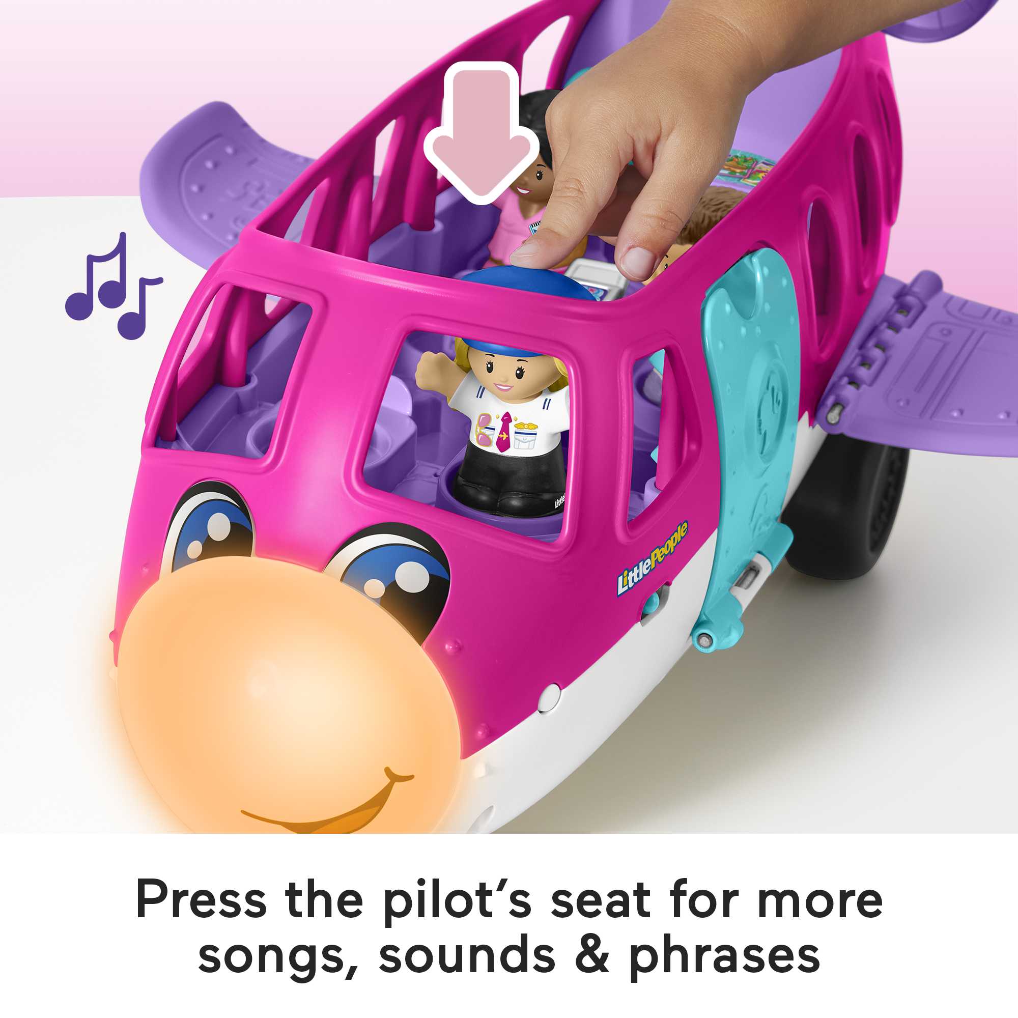 Little People Barbie Toy AIrplane With Lights Music And 3 Figures, Little Dream Plane, Toddler Toys, Multi-Language Version