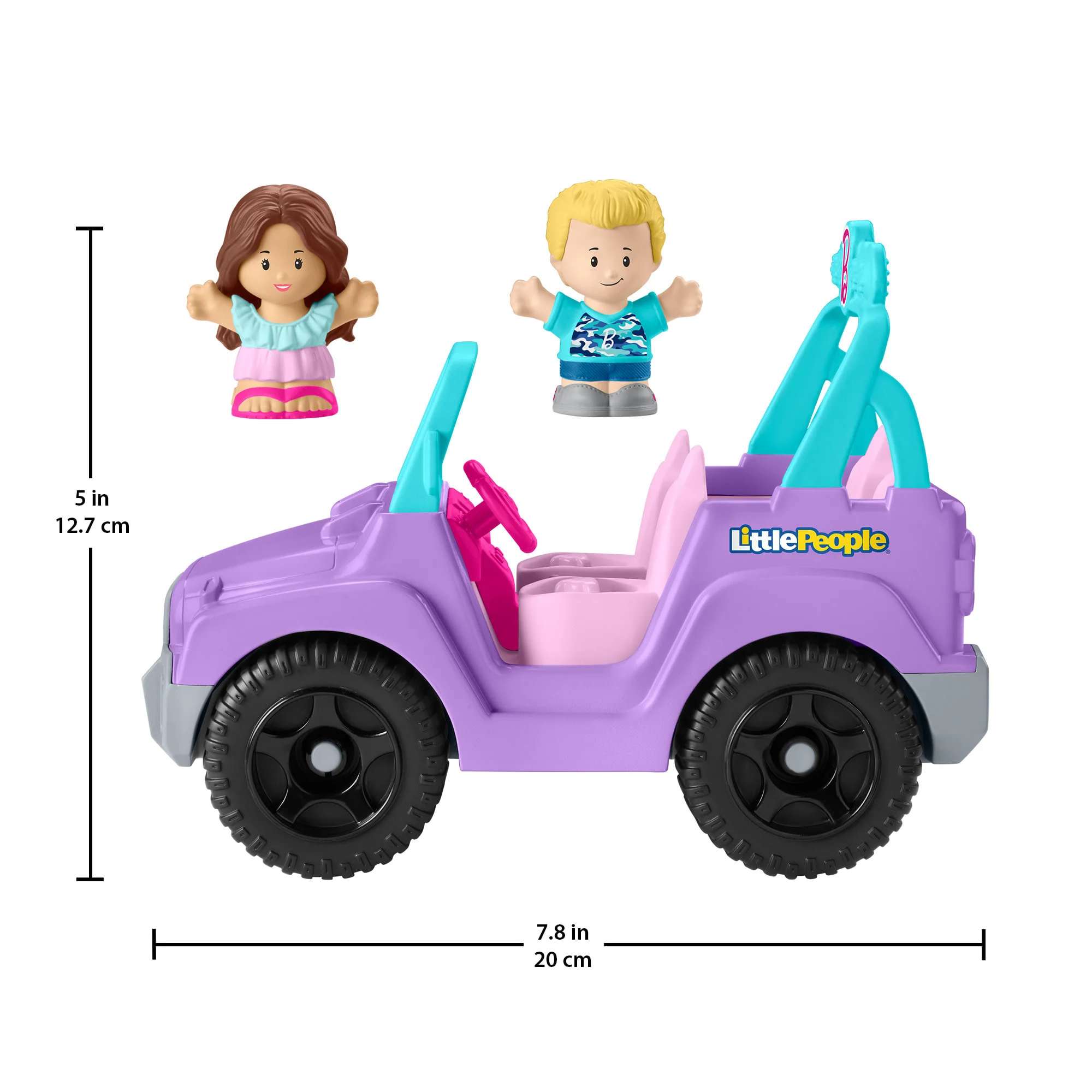 Fisher-Price Little People Barbie Beach Cruiser Toy Car With Music & 2 Figures For Toddlers