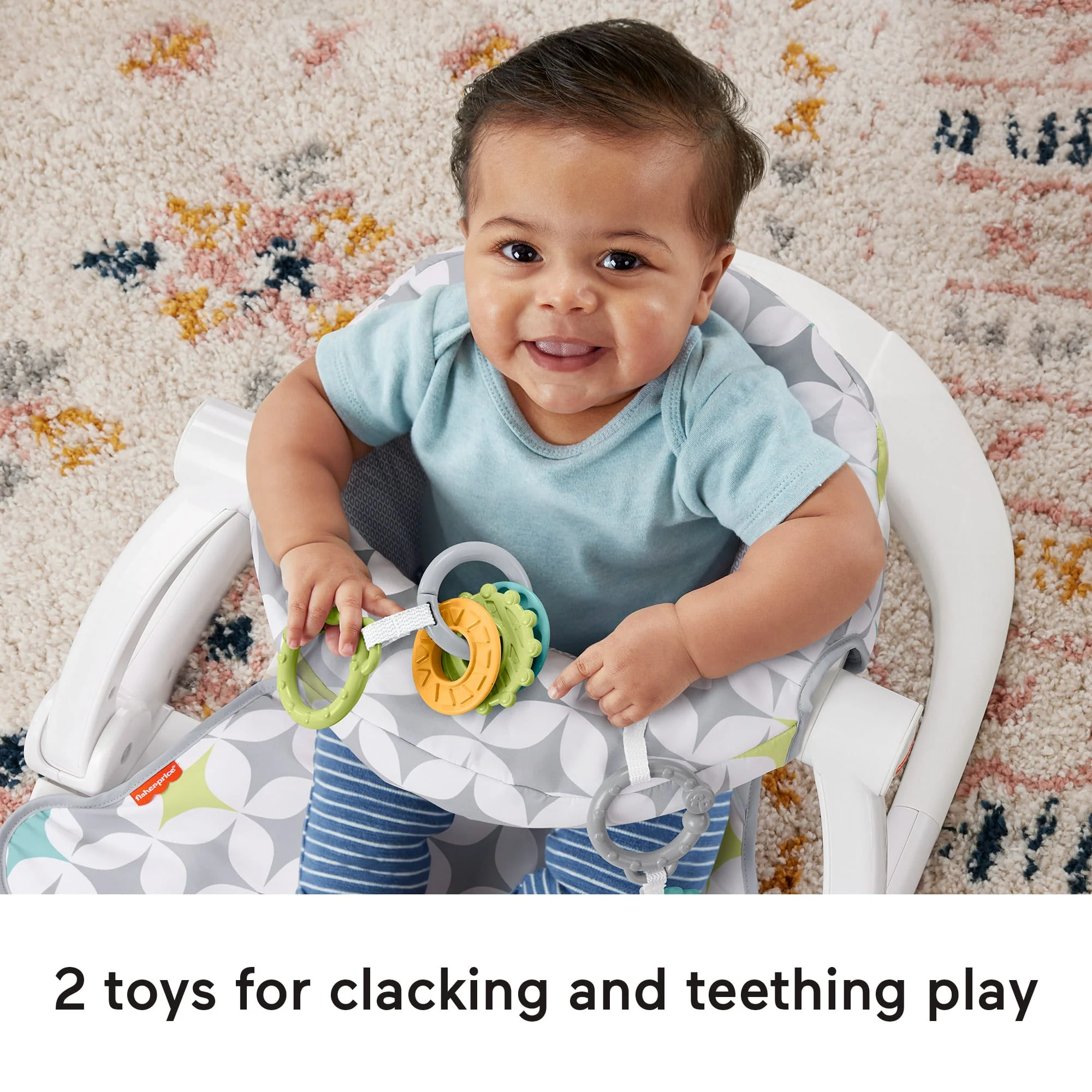 Fisher-Price Sit-Me-Up Floor Seat Portable Baby Chair With 2 Toys, Starlight Bursts