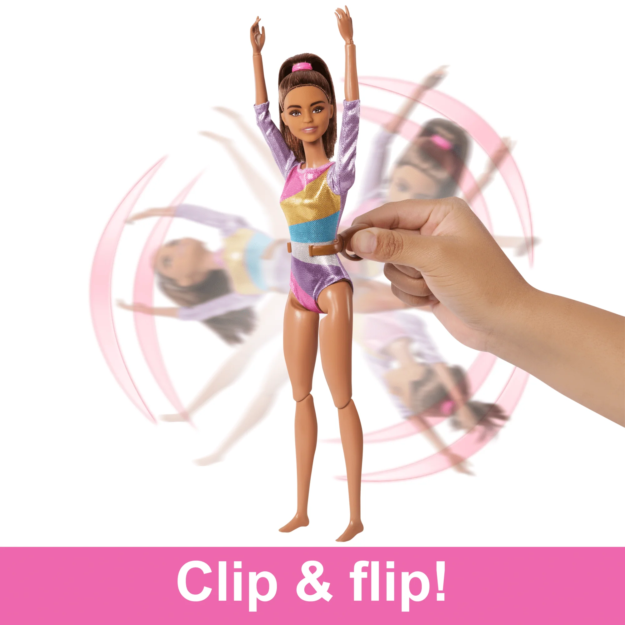 Barbie Gymnastics Playset With Brunette Fashion Doll, Balance Beam, 10+ Accessories & Flip Feature