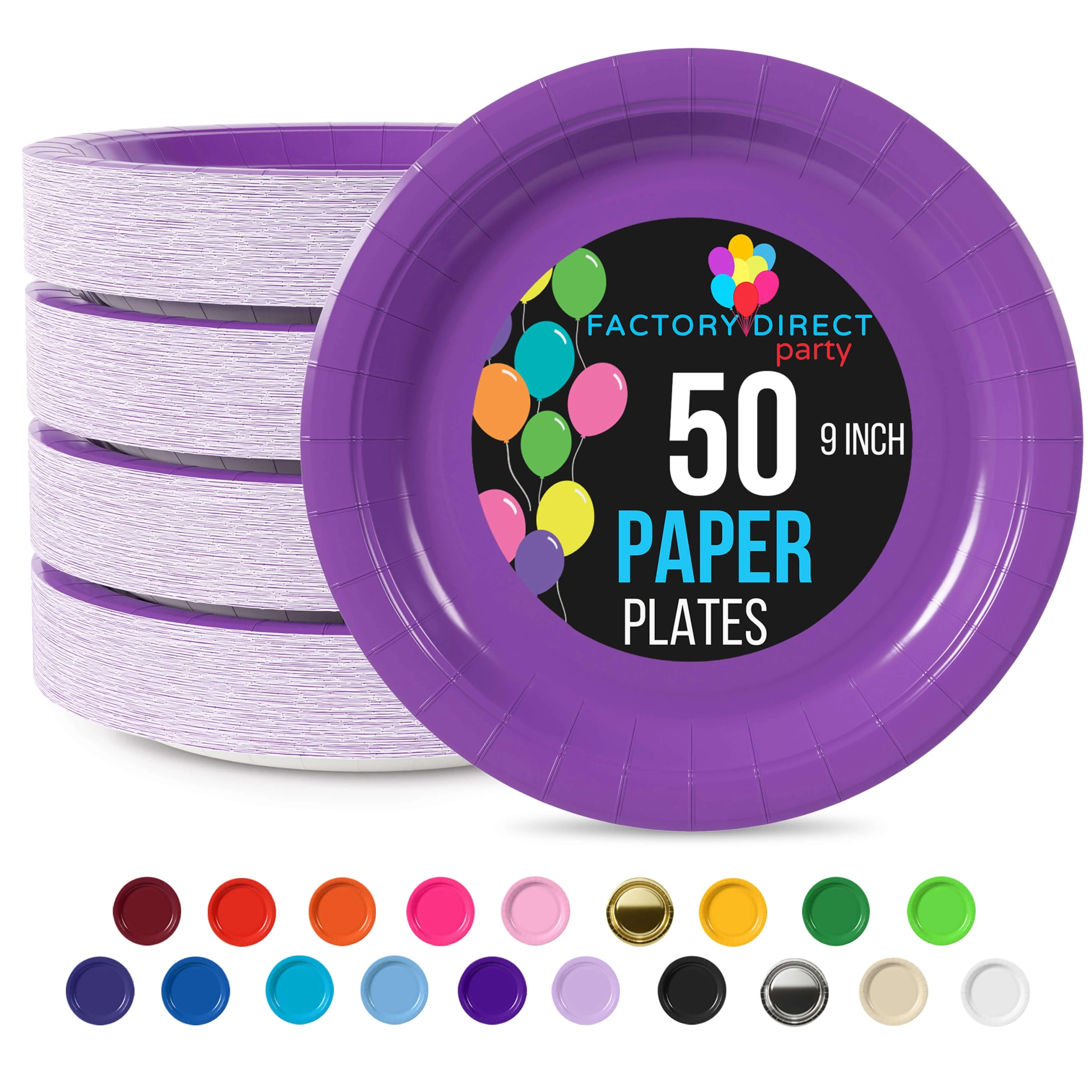 9 In. Purple Paper Plates - 50 Ct.