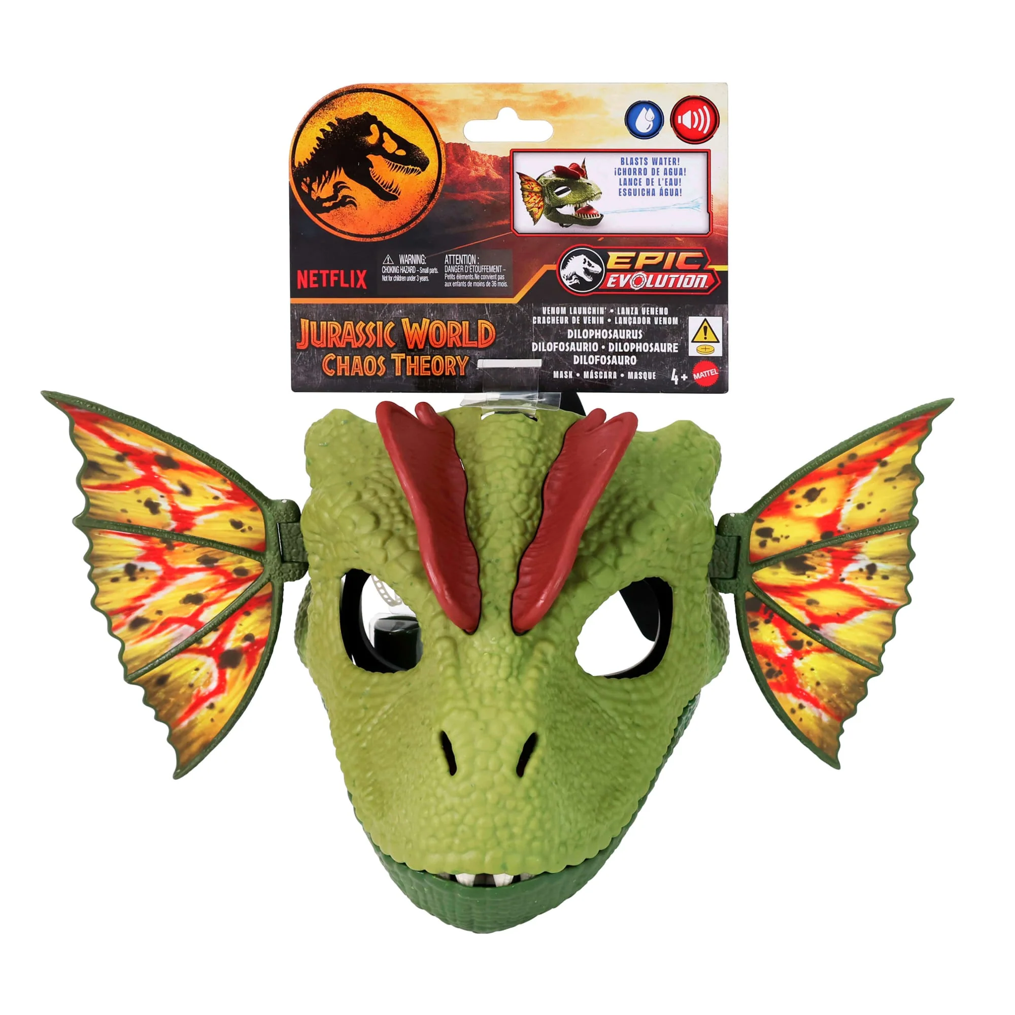 Jurassic World Dilophosaurus Role Play Mask With Sound & Water-Shooting Feature, Frill