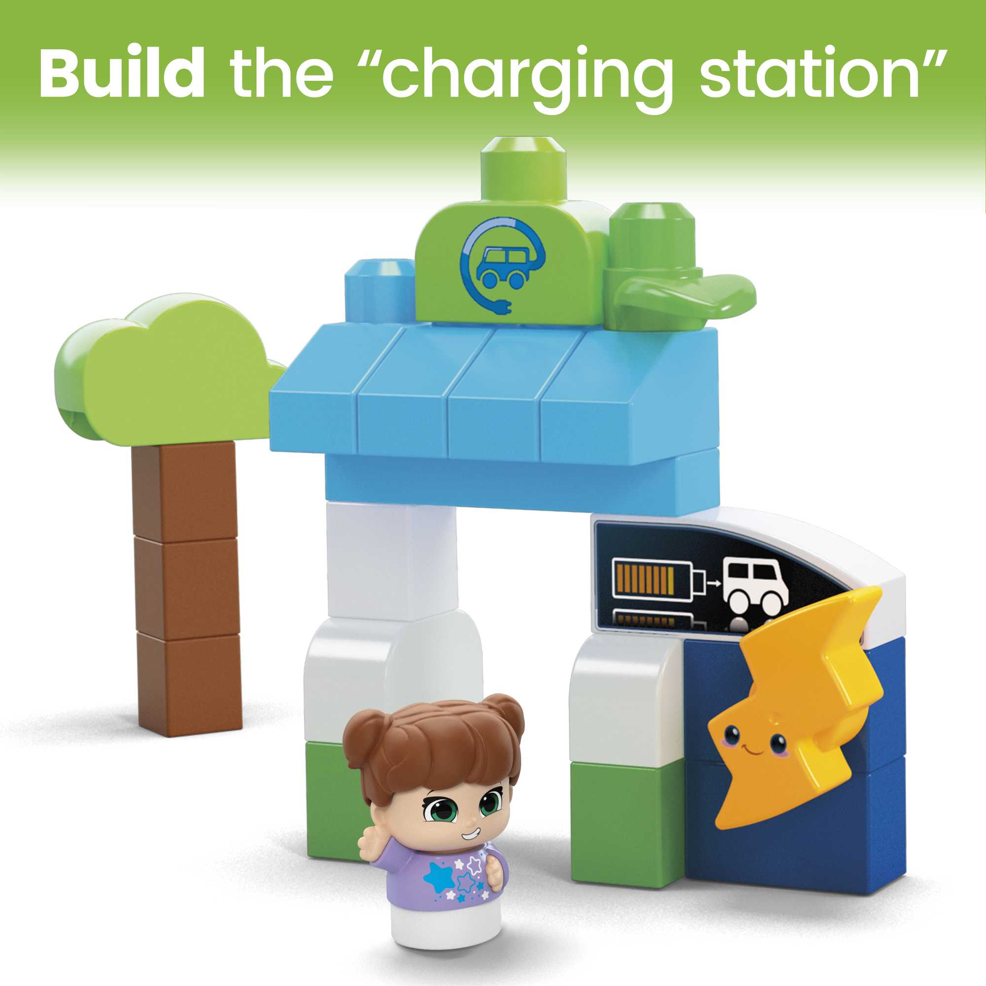 MEGA BLOKS Toy Blocks Charge & Go Bus With 2 Figures (34 Pieces) For Toddler