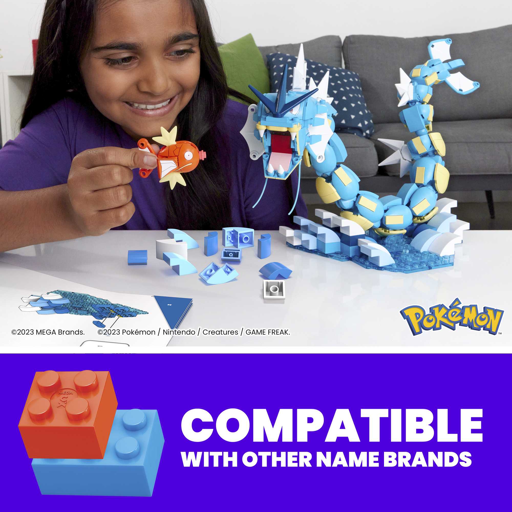 MEGA Pok��mon Magikarp Building Toy Kit With 2 Action Figures (411 Pieces) For Kids