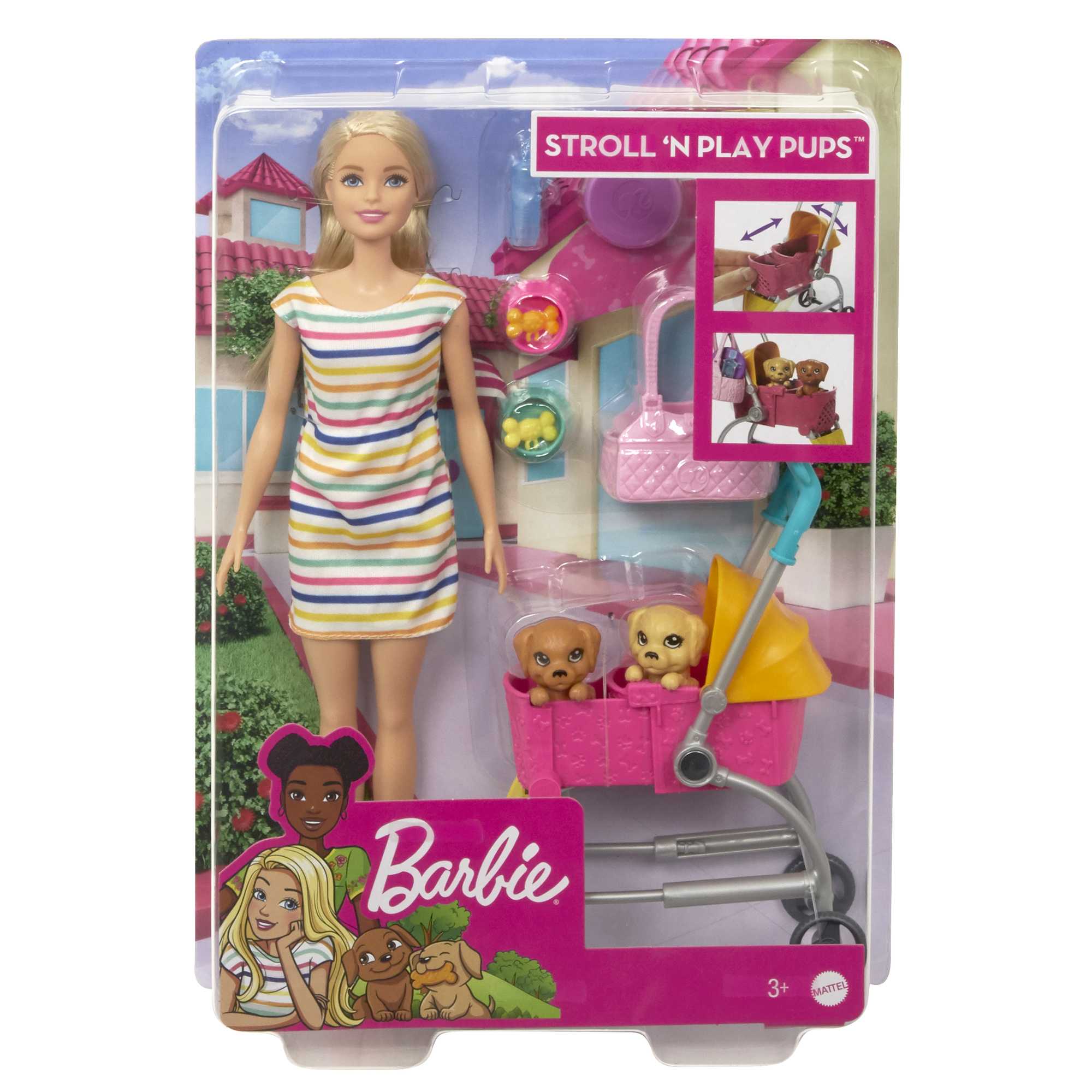 Barbie Stroll ��n Play Pups Doll And Accessories
