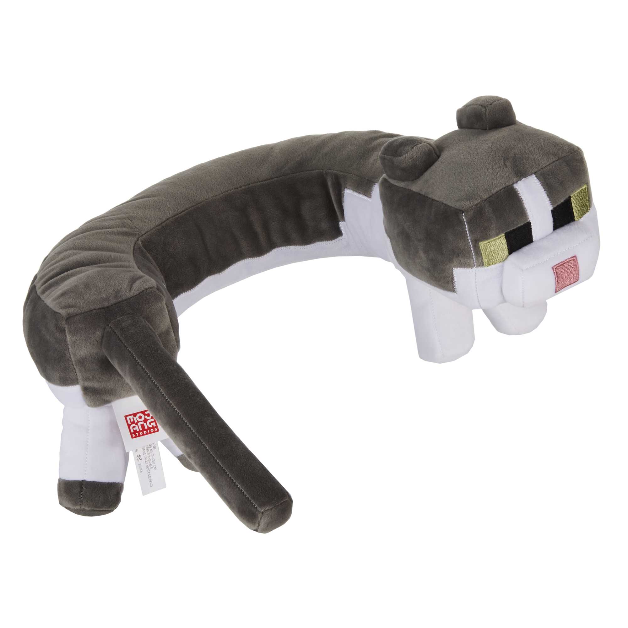 Minecraft Plush Cat Neck Pillow, Purring Sounds, Press Paw To Activate, Soft Travel Toy