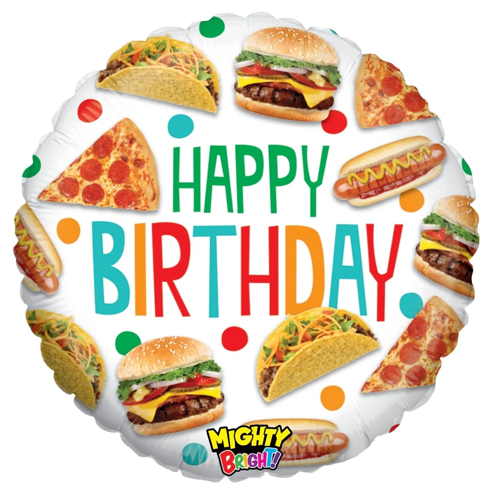 Betallic Mighty Food Birthday 21 inch Mighty Bright Balloon Packaged 1ct