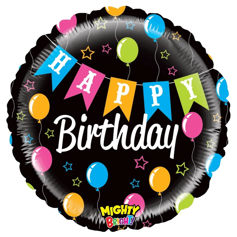 Betallic Mighty Banner Birthday 21 inch Mighty Bright Balloon Packaged 1ct