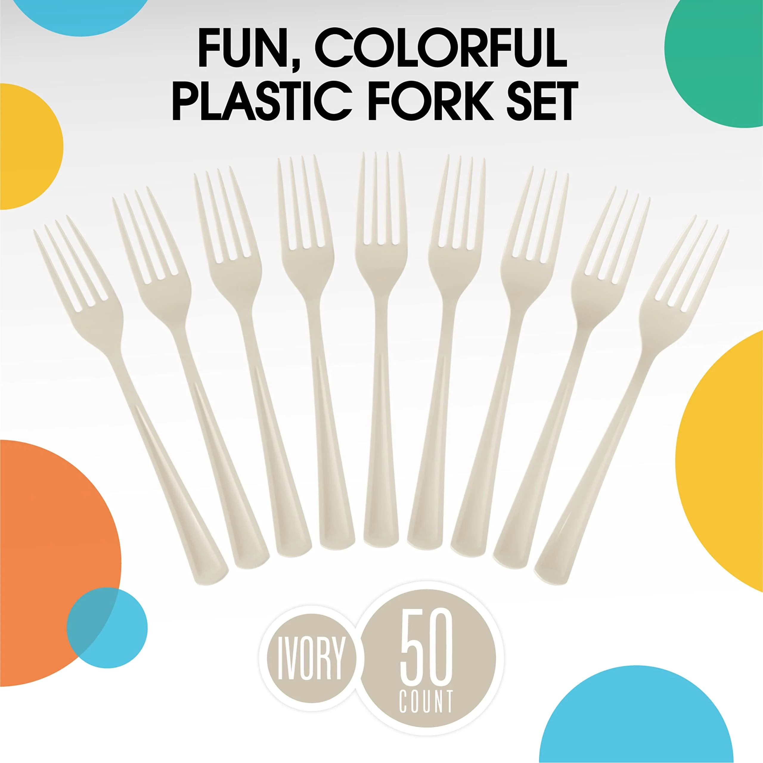 Heavy Duty Ivory Plastic Forks | 50 Count