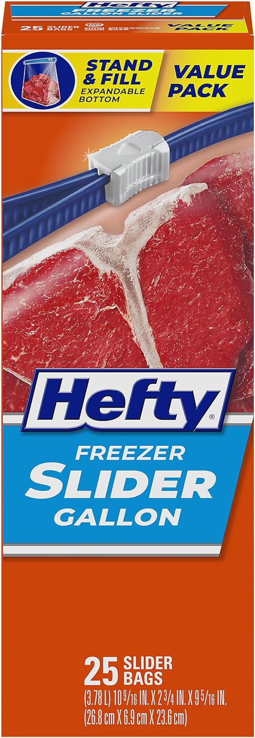 Hefty Slider Freezer Storage Bags, Gallon Size, 56 Count