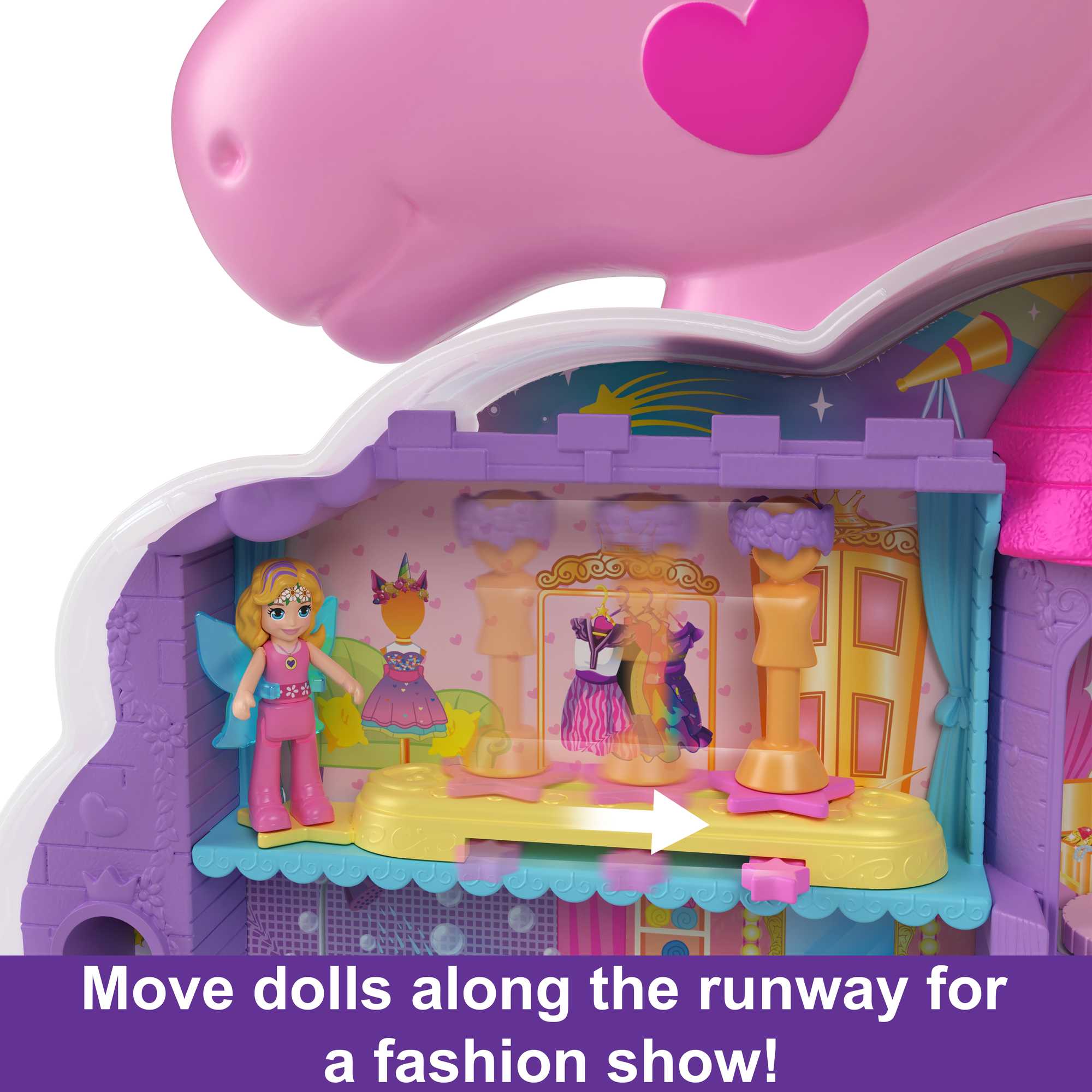 Polly Pocket Mini Toys, Rainbow Unicorn Salon Playset With 2 Dolls And 20+ Accessories