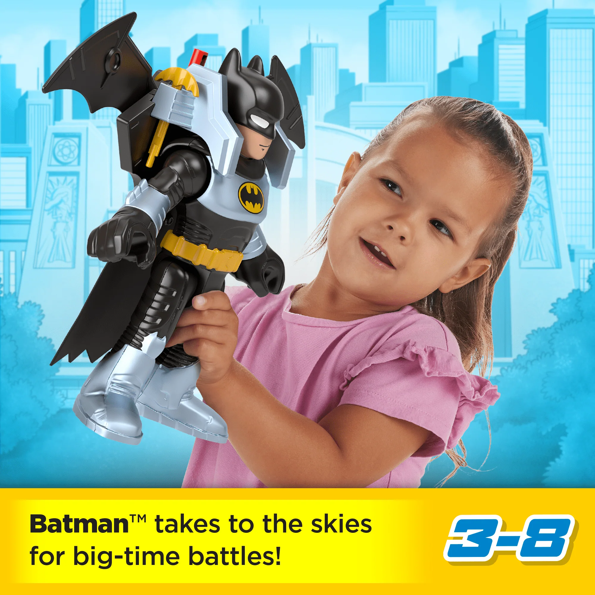 Imaginext DC Super Friends Batglider Batman XL Figure With Vehicle & Launcher, 5 Pieces