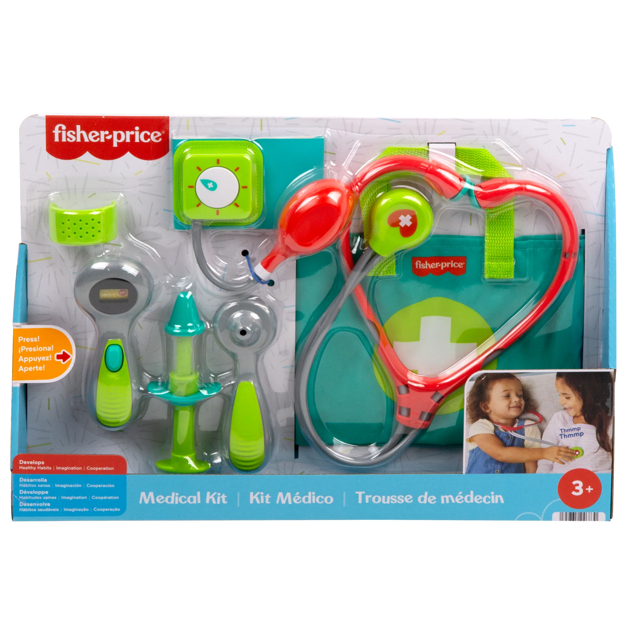 Fisher-Price Medical Kit 7-Piece Doctor Toys Preschool Pretend Play Set For Ages 3+ Years