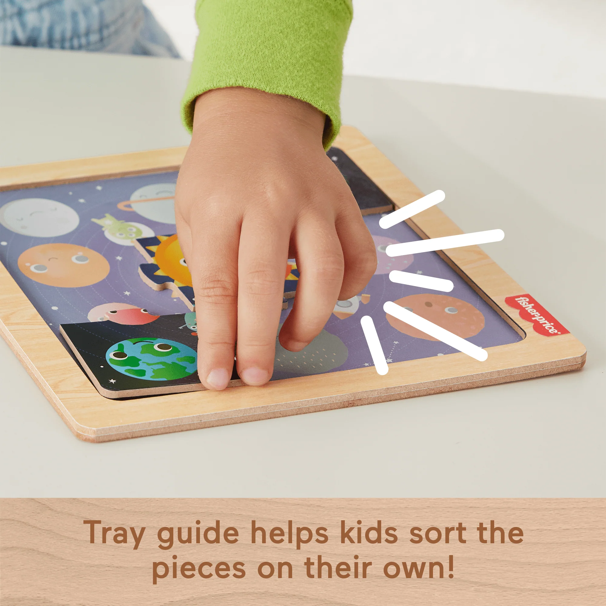 Fisher-Price Wooden Jigsaw Puzzle Space Theme For Toddlers & Preschool Kids, 9 Wood Pieces