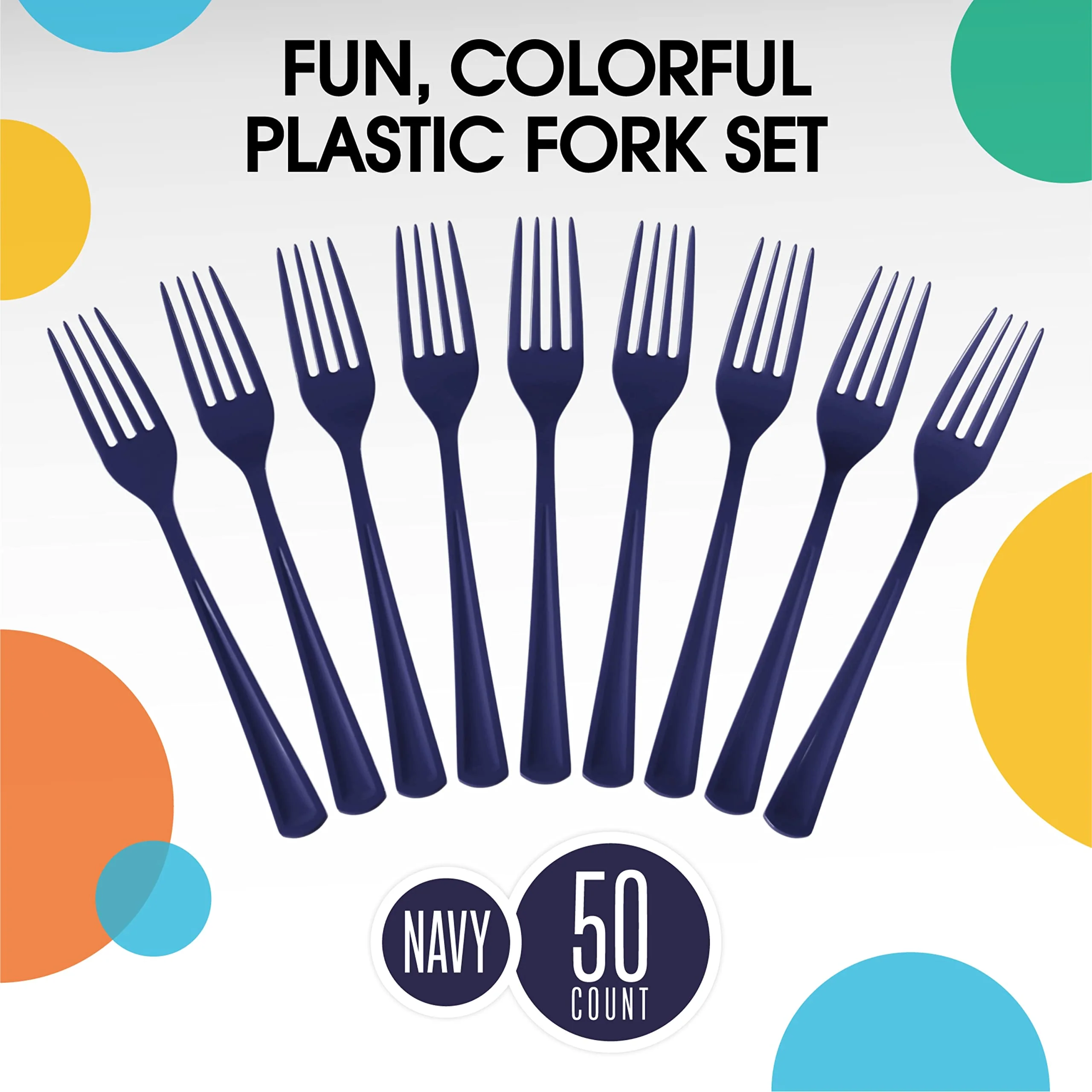 Heavy Duty Navy Plastic Forks | 50 Count