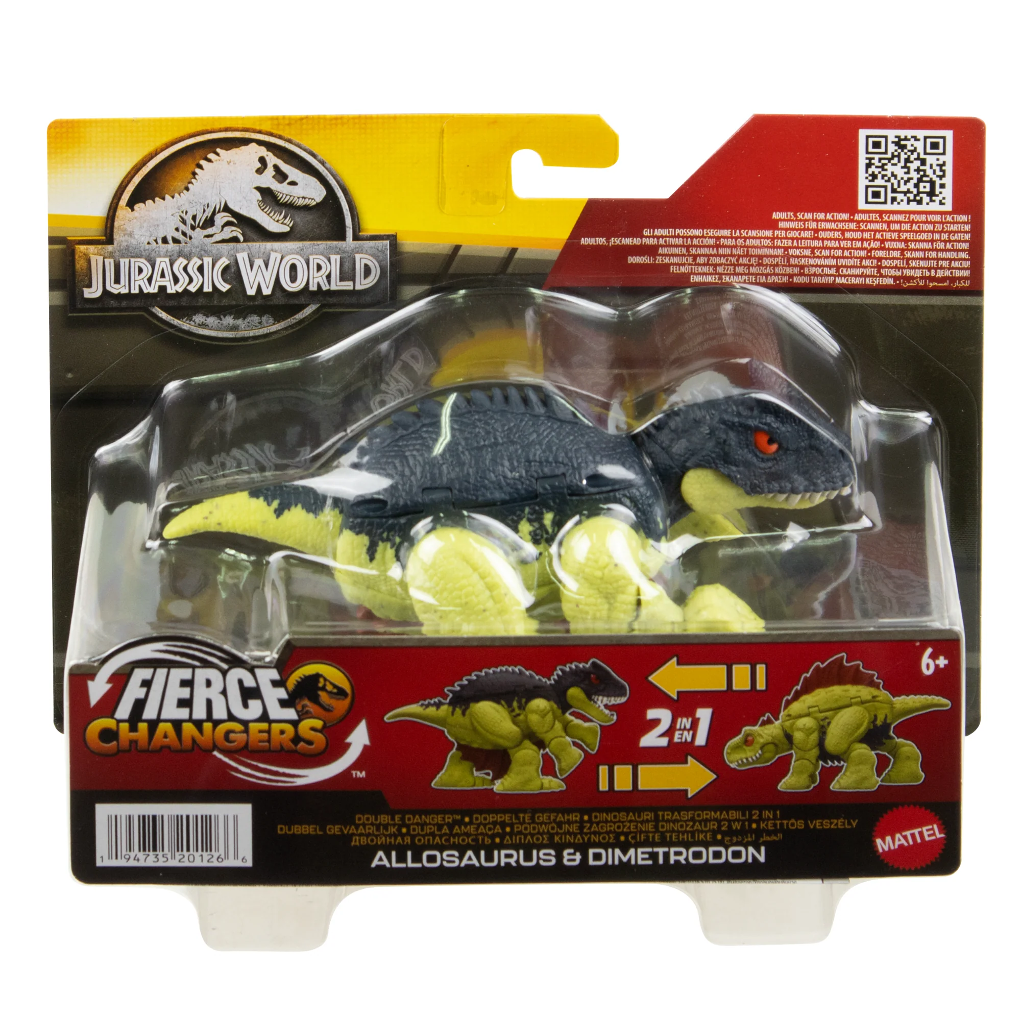 Jurassic World Dimetrodon To Allosaurus Dinosaur Transforming Toy, Double Danger