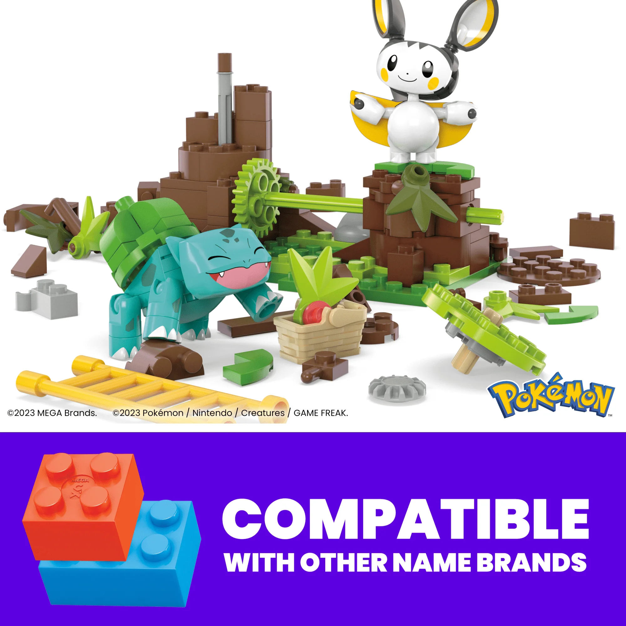 MEGA Pok��mon Emolga And Bulbasaur's Charming Woods Building Toy Kit (194 Pieces) For Kids