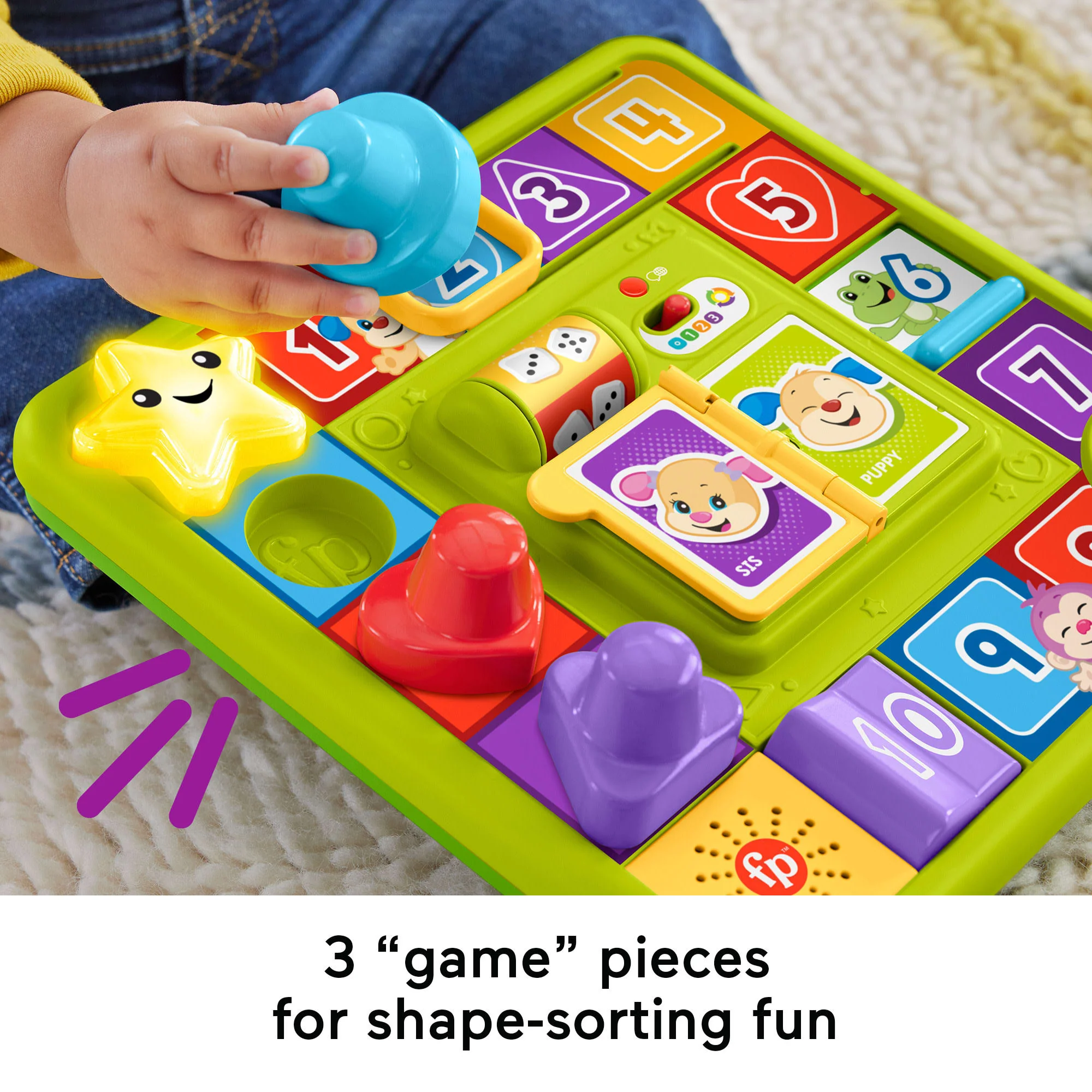 Fisher-Price Pretend Board Game Baby Toy With Music, Laugh & Learn Puppy's Game Activity Board, Multi-Language Version