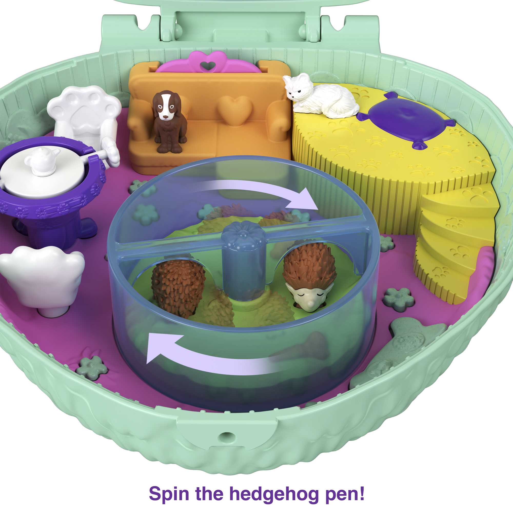 Polly Pocket Hedgehog Cafe Compact, 2 Micro Dolls, 2 Animal Figures