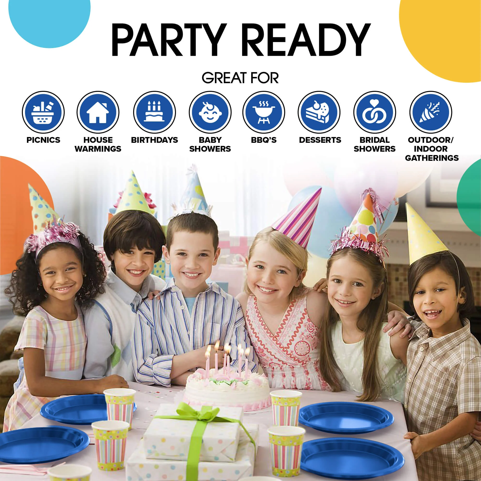 9 In. Dark Blue Plastic Plates | 50 Count