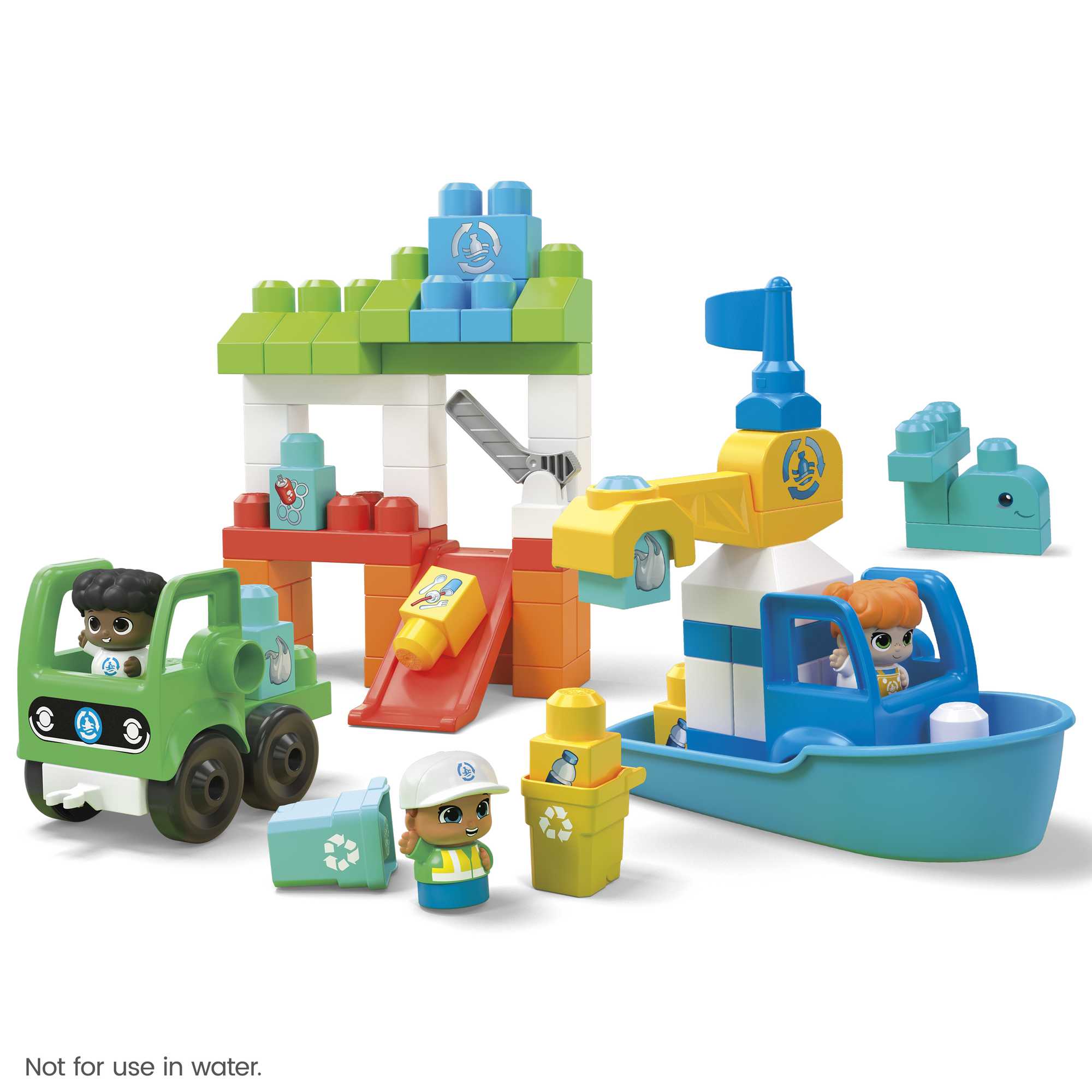 MEGA BLOKS Green Town Ocean Time Clean Up Building Toy Blocks (70 Pieces) For Toddler