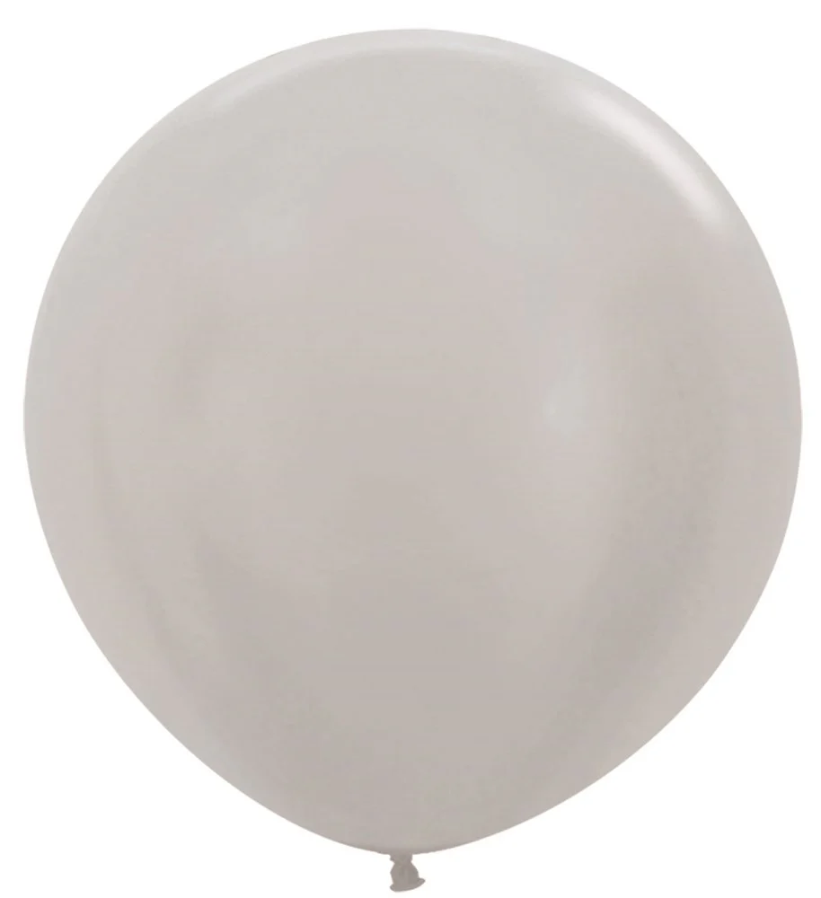 24 inch Sempertex Metallic Silver Latex Balloons 10ct