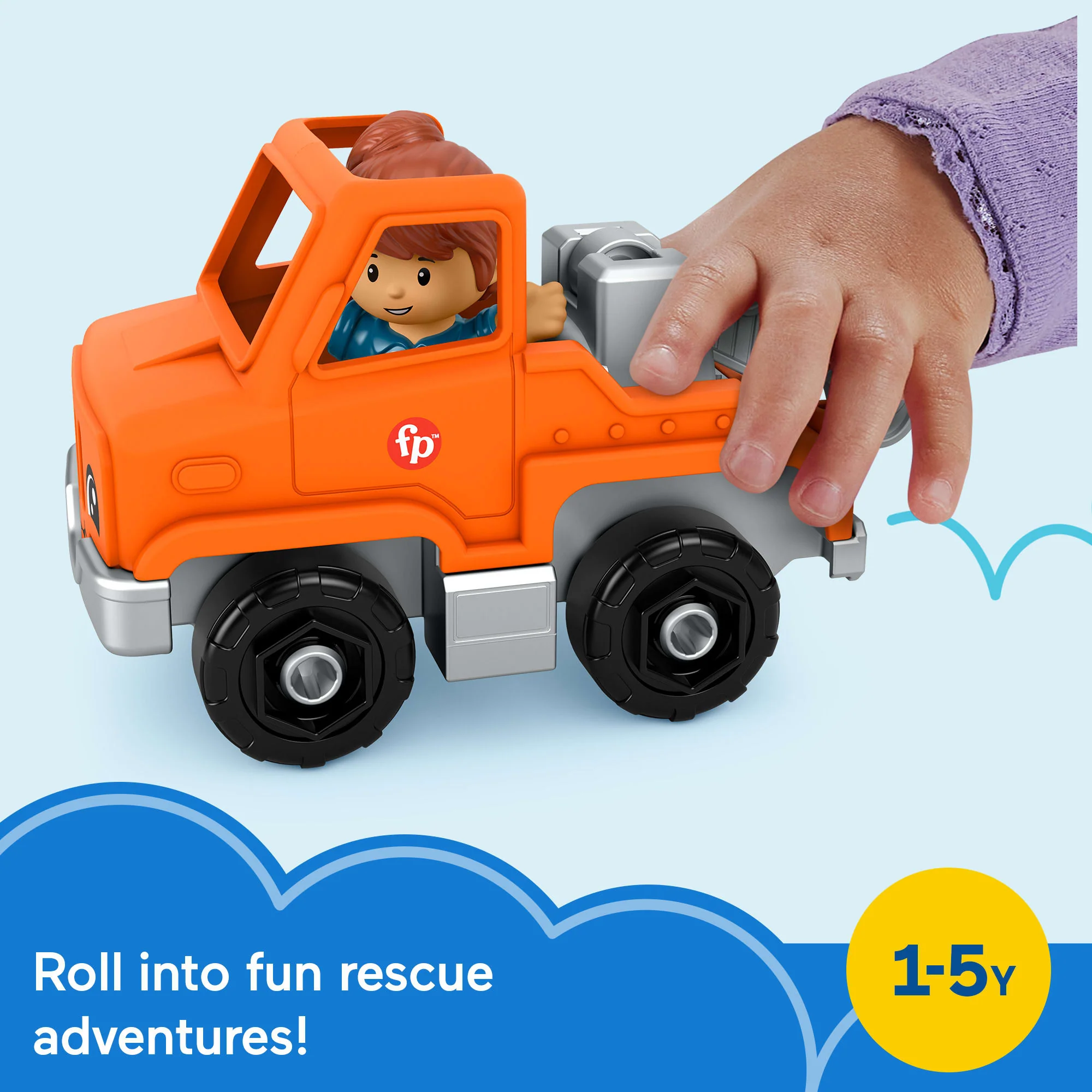 Fisher-Price Little People Help And Go Tow Truck & Figure Set For Toddlers, 2 Pieces