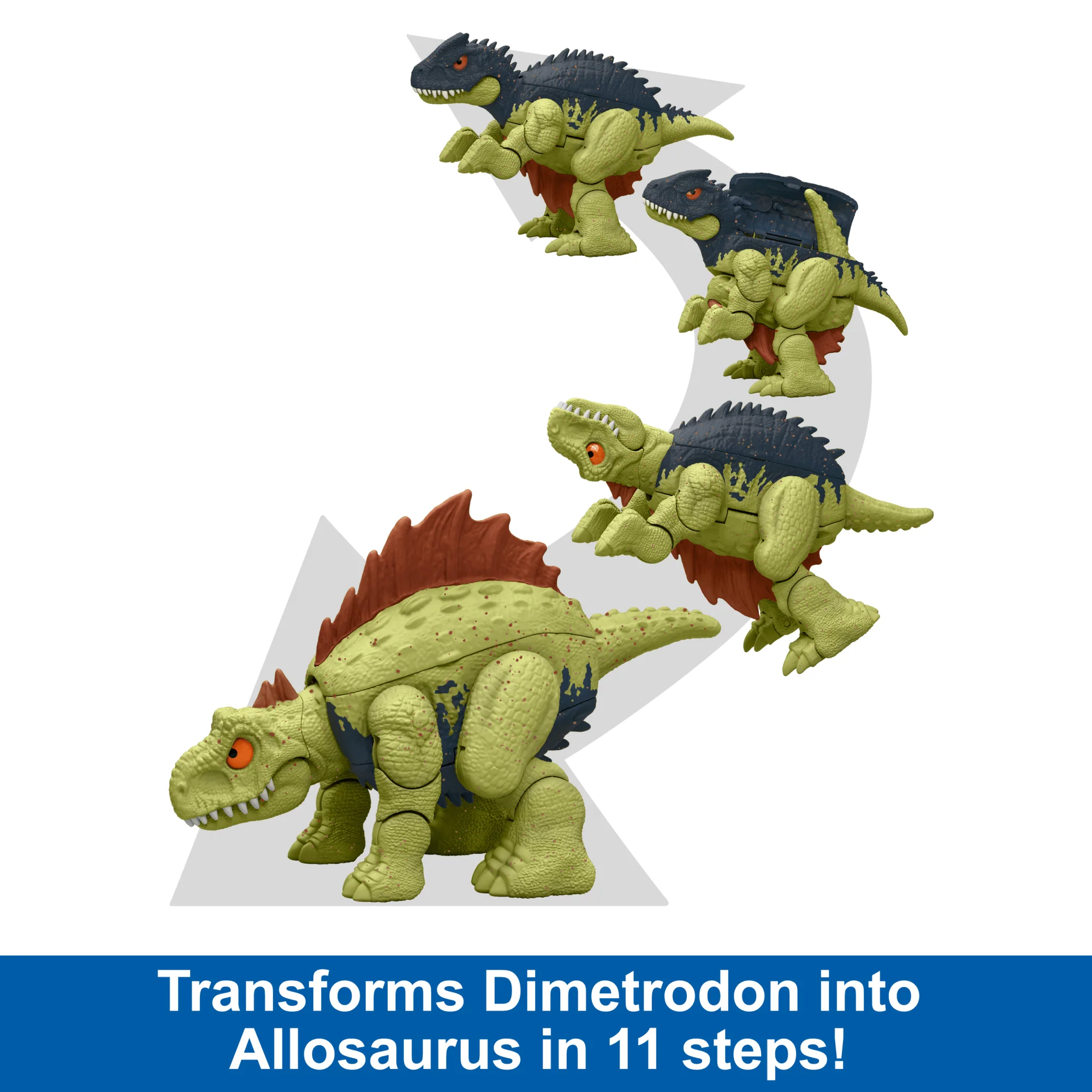 Jurassic World Dimetrodon To Allosaurus Dinosaur Transforming Toy, Double Danger