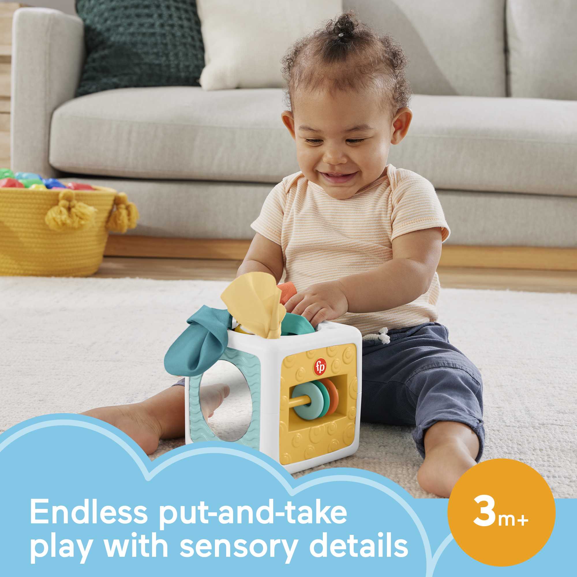 Fisher Price Tissue Fun Activity Cube Baby Sensory Crinkle Toys For Newborns