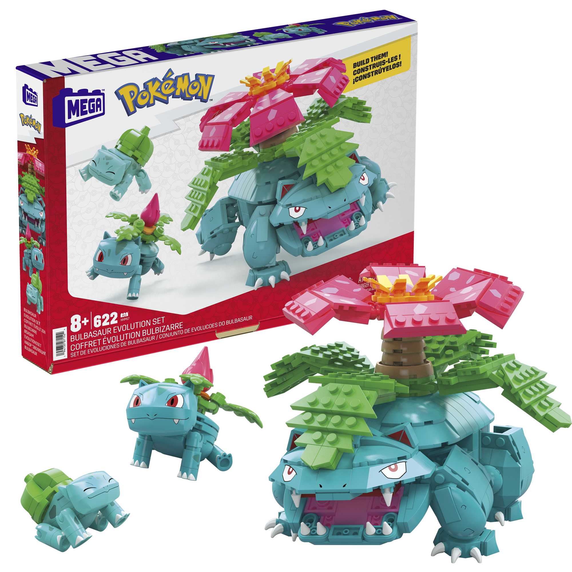 MEGA Pok��mon Building Toy Kit Bulbasaur Set With 3 Action Figures (622 Pieces) For Kids