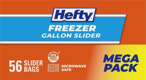Hefty Slider Freezer Storage Bags, Gallon Size, 56 Count
