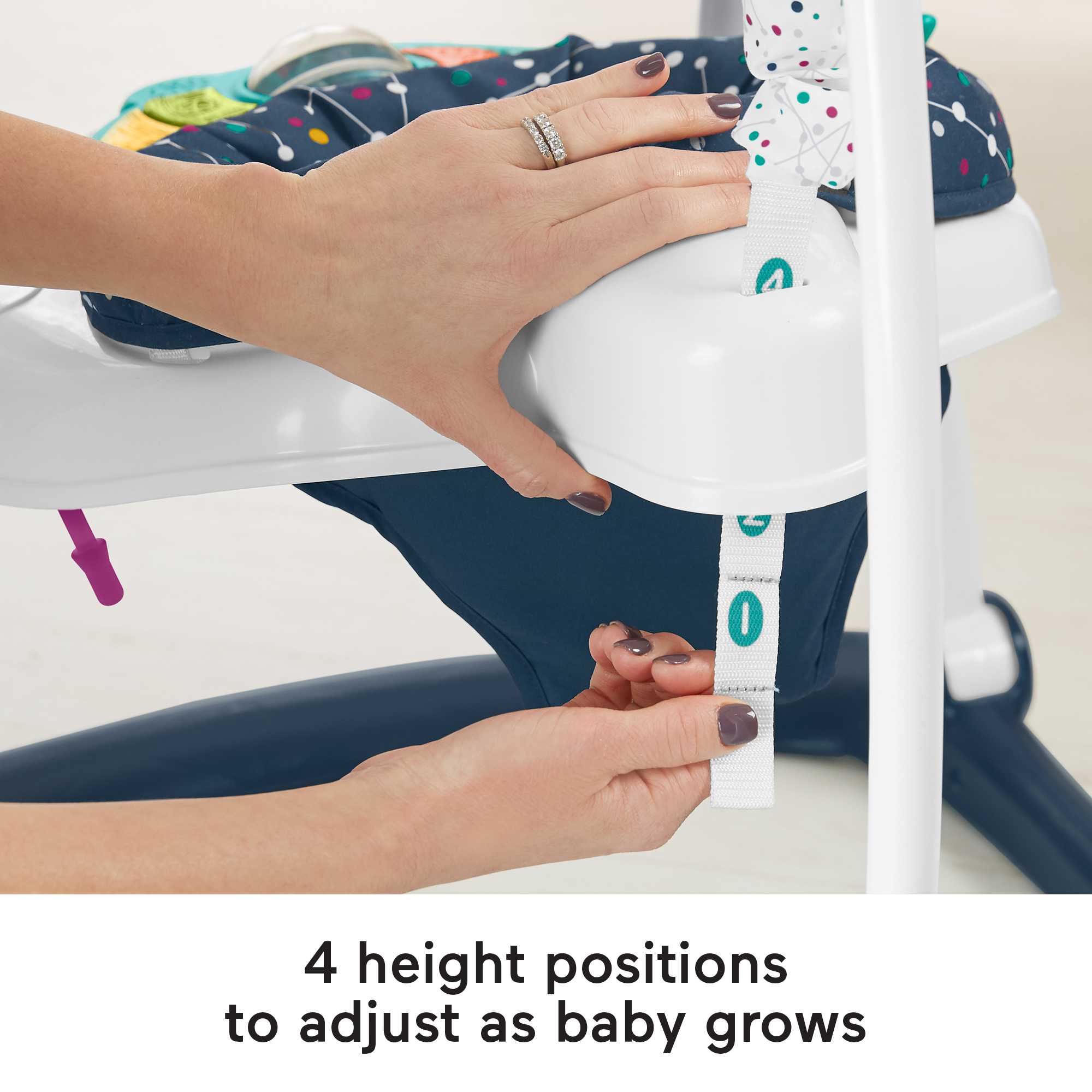 Fisher-Price Baby Bouncer Activity Center Jumperoo Spacesaver With Lights & Sounds, Astro Kitty