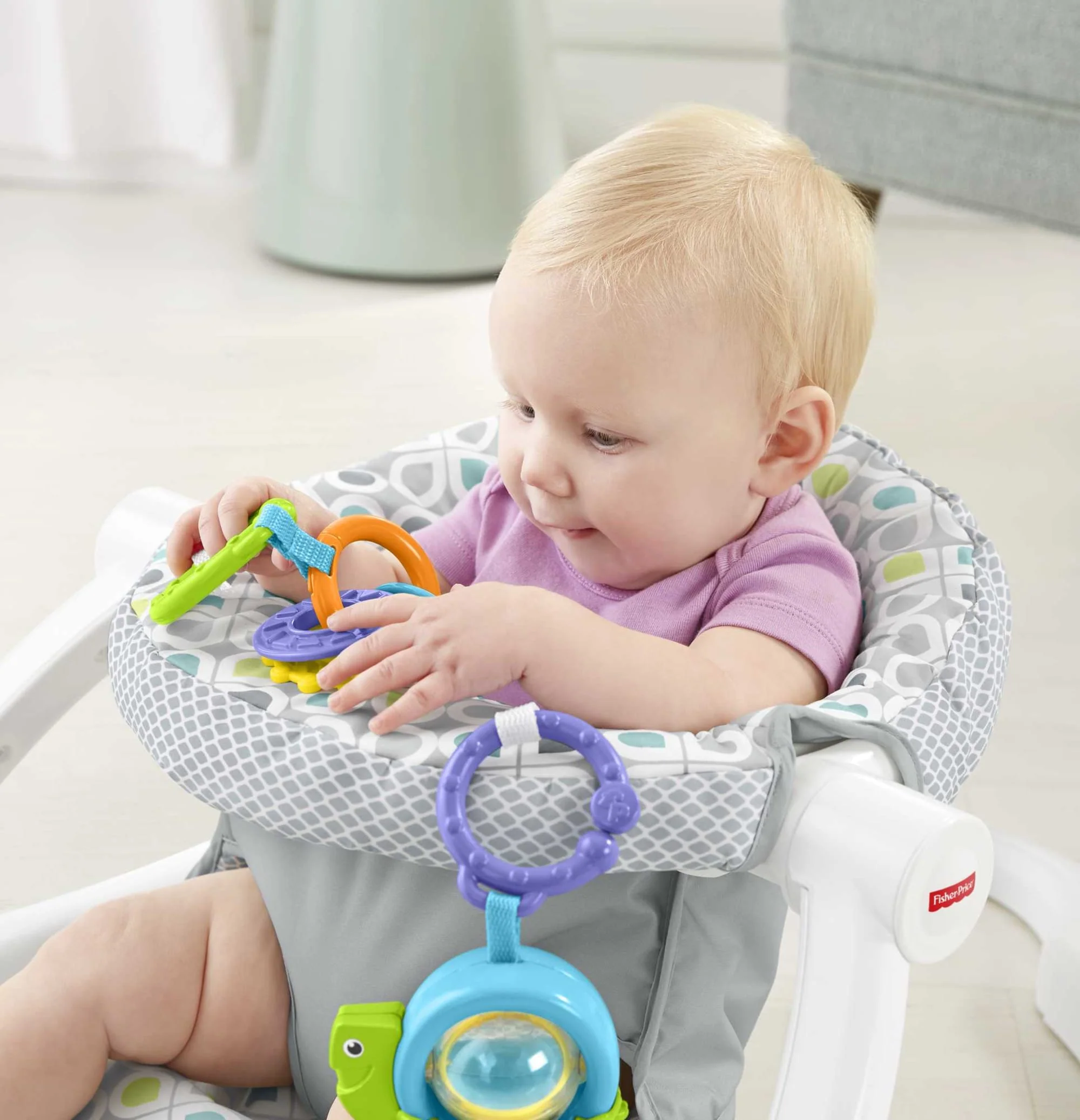Fisher-Price Sit-Me-Up Floor Seat Portable Baby Chair With Toys, Honeydew Drop
